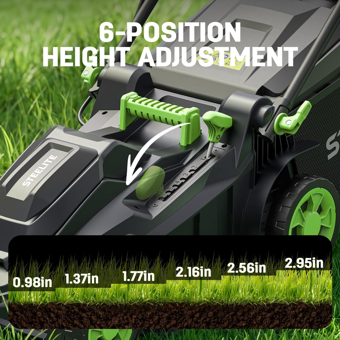 STEELITE 40V 17 Inch Electric Lawn Mower Cordless, Brushless Motor, 6-Position Height Adjustment, 2-in-1 Bagging & Mulching, Includes 2 x 4.0Ah Batteries and Battery Charger