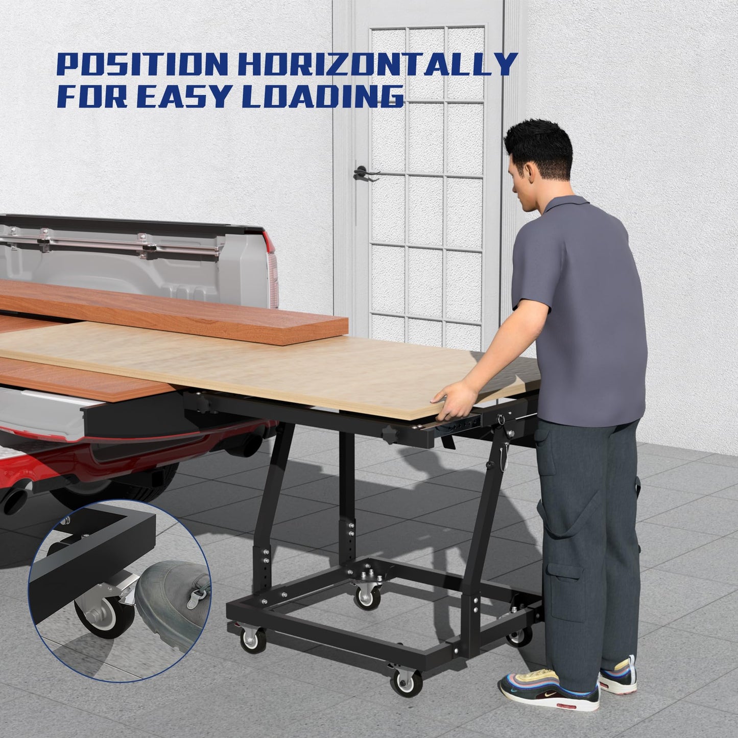APARECIUM Panel Handler Cart and Shop Stand, Tilting Panel Cart with Rolling Casters, Tilting Panel Mover Mobile Workbench, Drywall Cart for Woodworking, Lumber Furniture Workshop, Warehouses, Garage