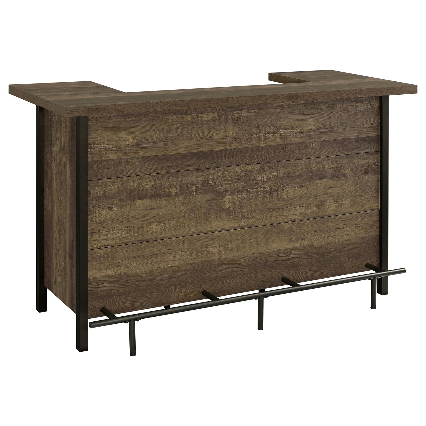 Coaster Home Furnishings - Bellemore - Wood & Metal - Bar Cabinet with Bottle Rack and Stemware Racks with Open Storage - Dining Room & Home Bar - Rustic Oak - 182104