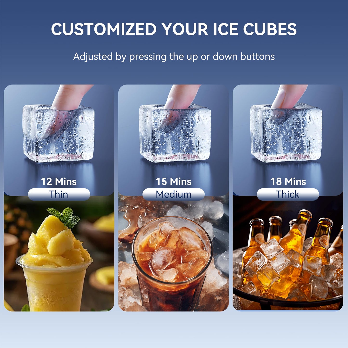Coolski Commercial Ice Maker Machine, 100lbs/24H Ice Machine, 34lbs Storage, 45 Ice Cubes Ready in 6-15 Minutes, Freestanding Ice Maker for Bar, Home, Office, Restaurant