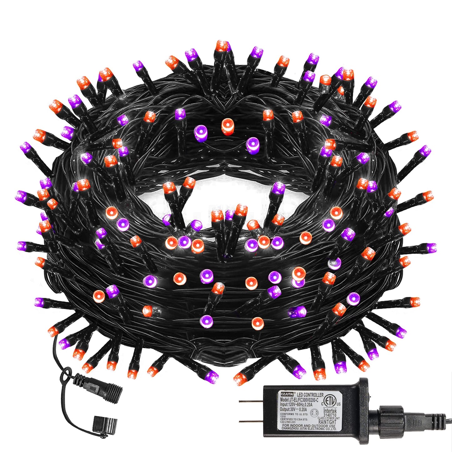 Dazzle Bright Halloween 300 LED String Lights, 100FT, 8 Lighting Modes, Orange, Model HB-300COI