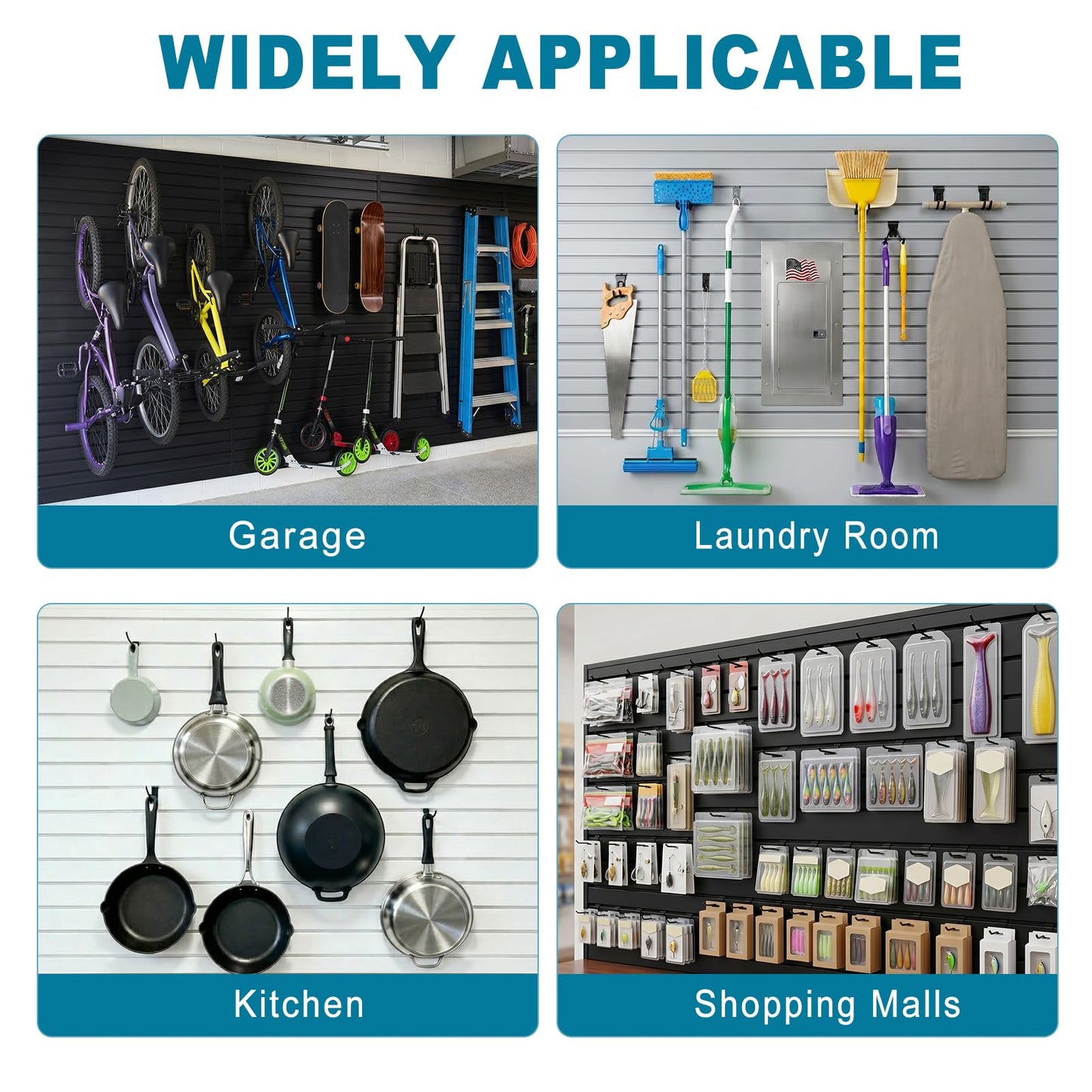Dmprosel PVC Slat Wall Paneling 4x8 ft, Gray Slatwall Panel for Garage Organization Storage System, Garage Wall Organizer, Waterproof Slat Board for Bathroom, Laundry Room, Garden Tool
