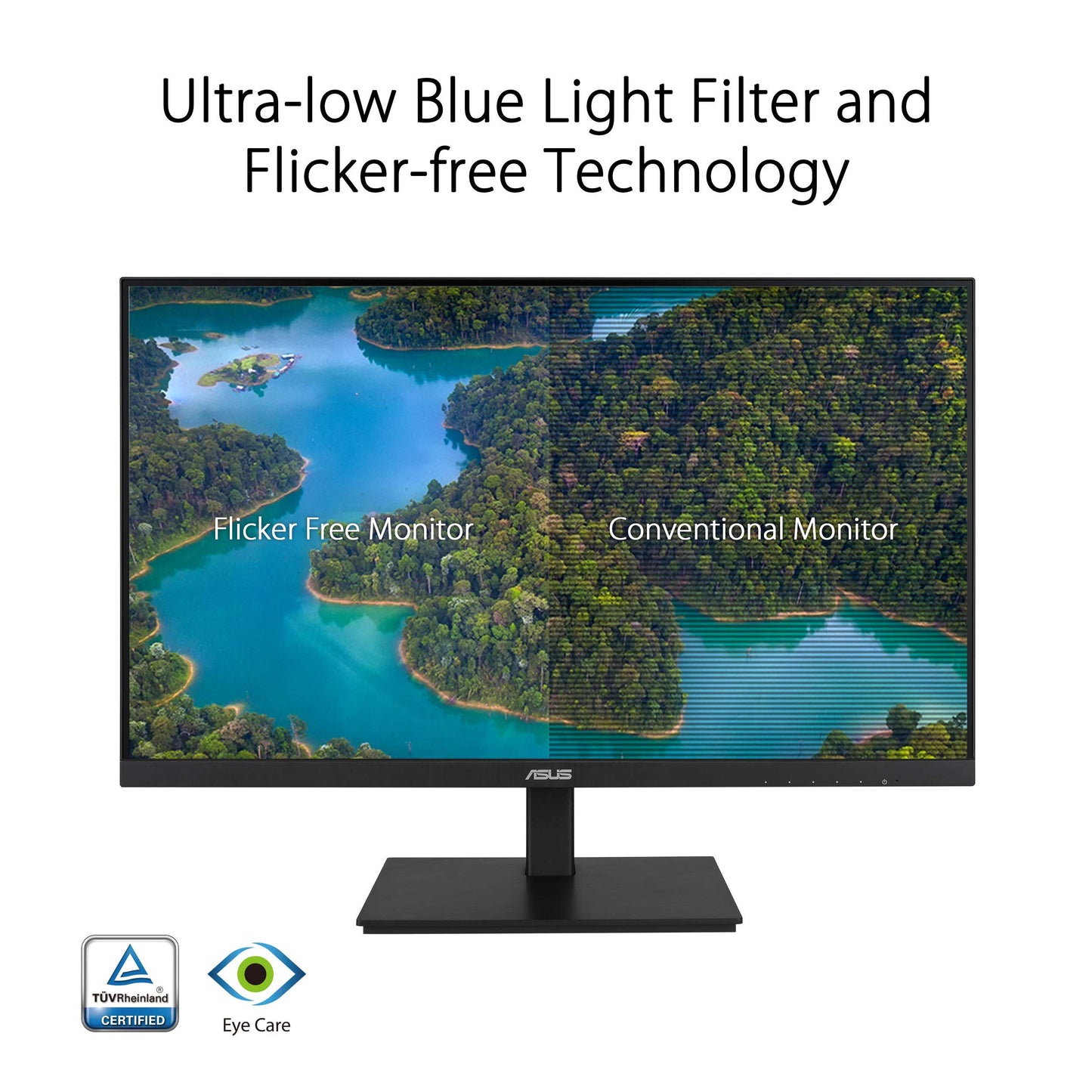 ASUS VA27DQSB 27” Monitor, 1080P Full HD, 75Hz, IPS, Adaptive-Sync, Eye Care, HDMI DisplayPort VGA USB Hub, Frameless, Ergonomic Design, VESA Wall Mountable,Black