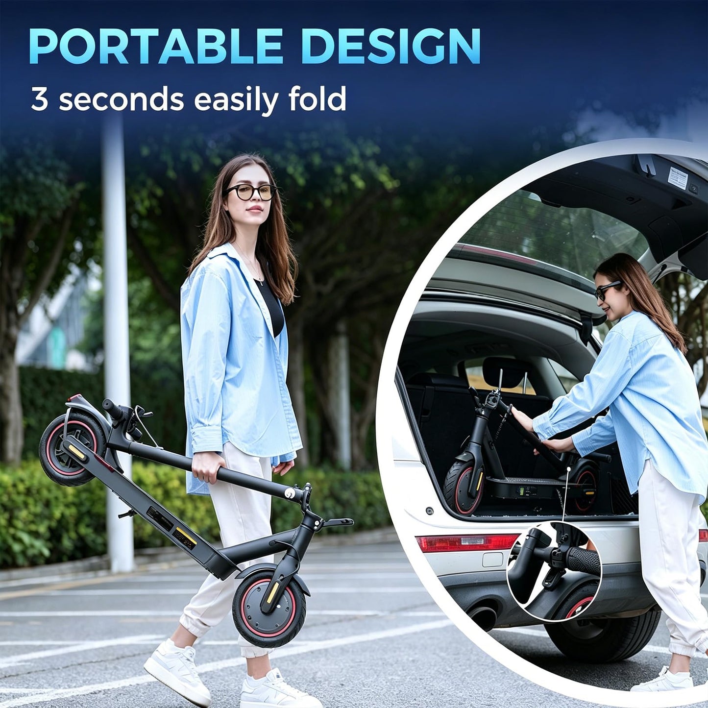 HopCycle Electric Scooters - Electric Scooter Adults, 1200W/1000W/500W Motor, 28/25/21/18 MPH Top Speed, 10''/8.5'' Tires, 28/25/23/21Miles, APP Control E Scooter for Teens E-Black