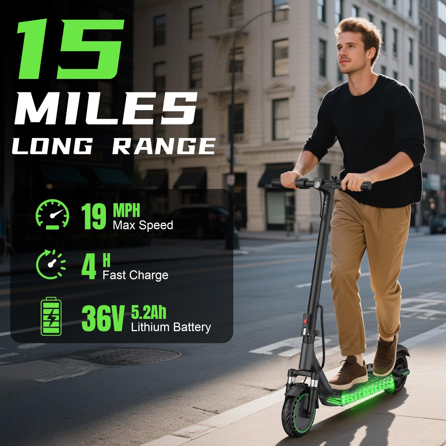 VOLPAM Electric Scooter with 8.5"/10" Solid Tire, 350W/500W Powerful Motor & 19/22 MPH Top Speed, 16-28 Miles Long Range, Folding E Scooter Choice