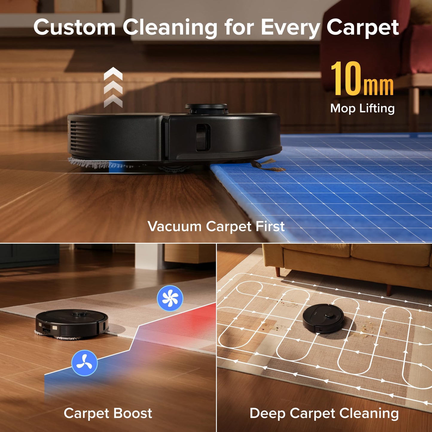 roborock Qrevo S Pro Robot Vacuum and Mop, 18,500Pa Suction, Multifunctional Dock with 167℉ Mop Self-Cleaning, Smart Obstacle Avoidance, Anti-Tangle Brush, Liftable Spinning Mop, Black