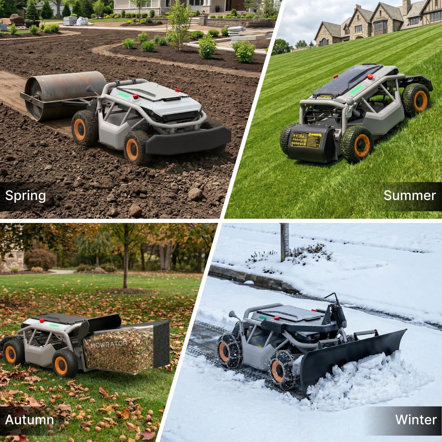 Mowrator S1 4WD 18Ah Remote Control Lawn Mower, All-Season Yard Care, 75% (37°) Slope Climbing, 21" Cutting Width, 1.5–4.3" Adjustable Cutting Height, Up to 1.12 Acres