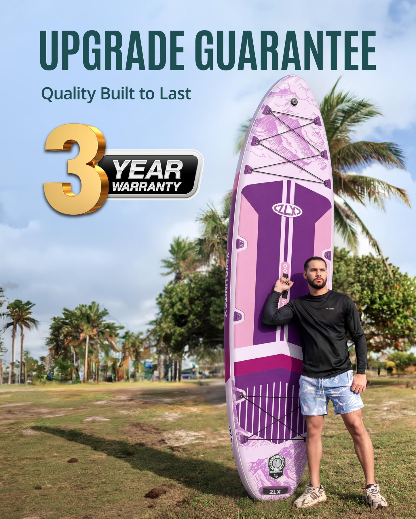 ZLX 11'6"x35" Ultra Wide Inflatable Stand Up Paddle Board | Stable Non-Slip Deck Pad, Unique Fin System, Premium SUP Accessories & Backpack - Upgraded Pump for Adults, All Skill Levels