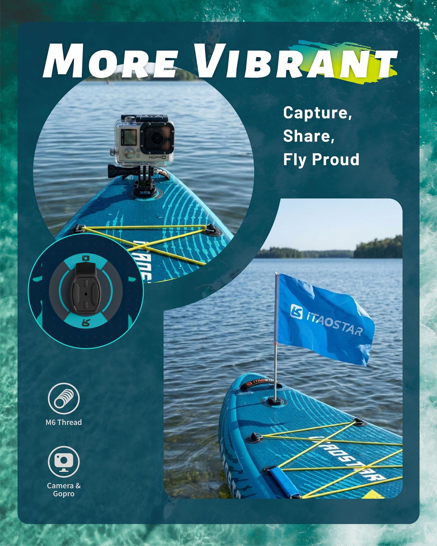 iTAOSTAR Lead 12' × 35" Inflatable Stand Up Paddle Board with Seat, Extra Wide SUP Board with 5 Fins Stable Design for Familly, Youth, All Skill Levels, Lakes, Oceans & Fishing