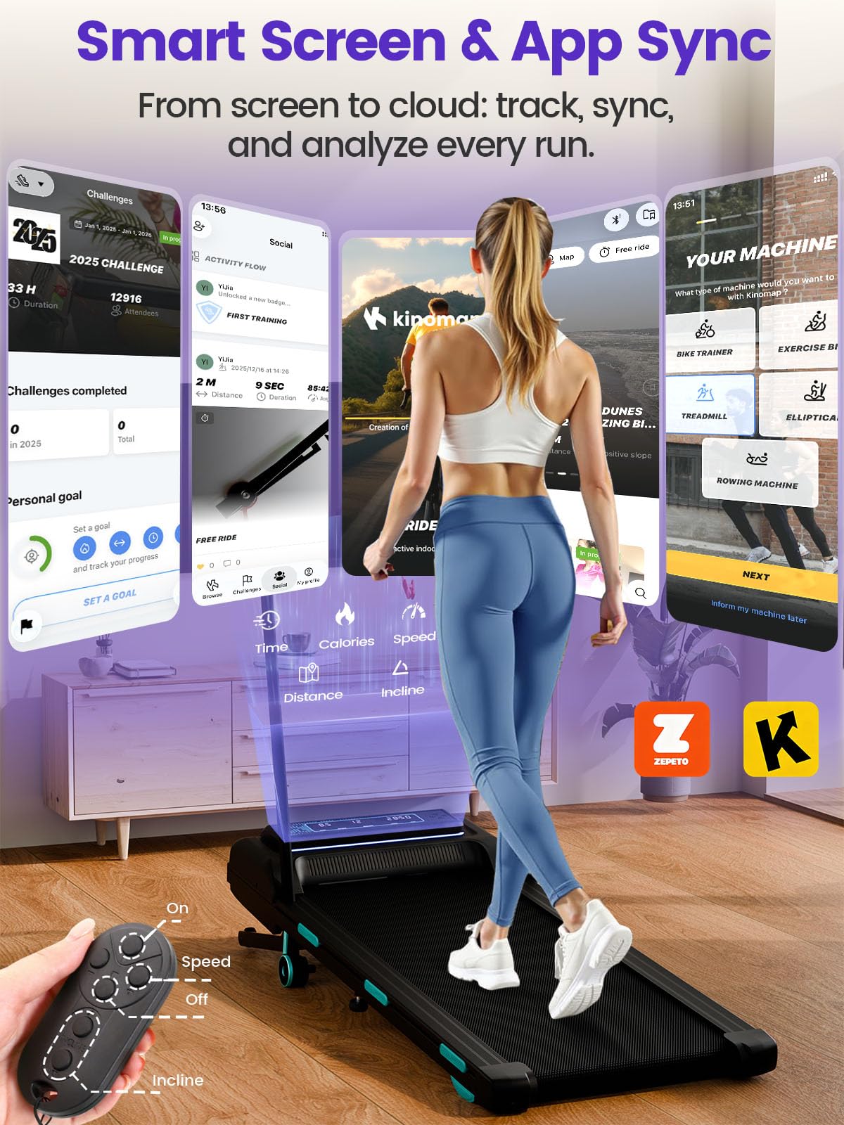 Jackfield Walking Pad with Handle Bar, 3.5HP Walking Pad Treadmills for Home, Portable Under Desk Treadmill with 12% Auto Incline, LED Display, Bluetooth Speaker, 450 Lbs Capacity, APP Connect