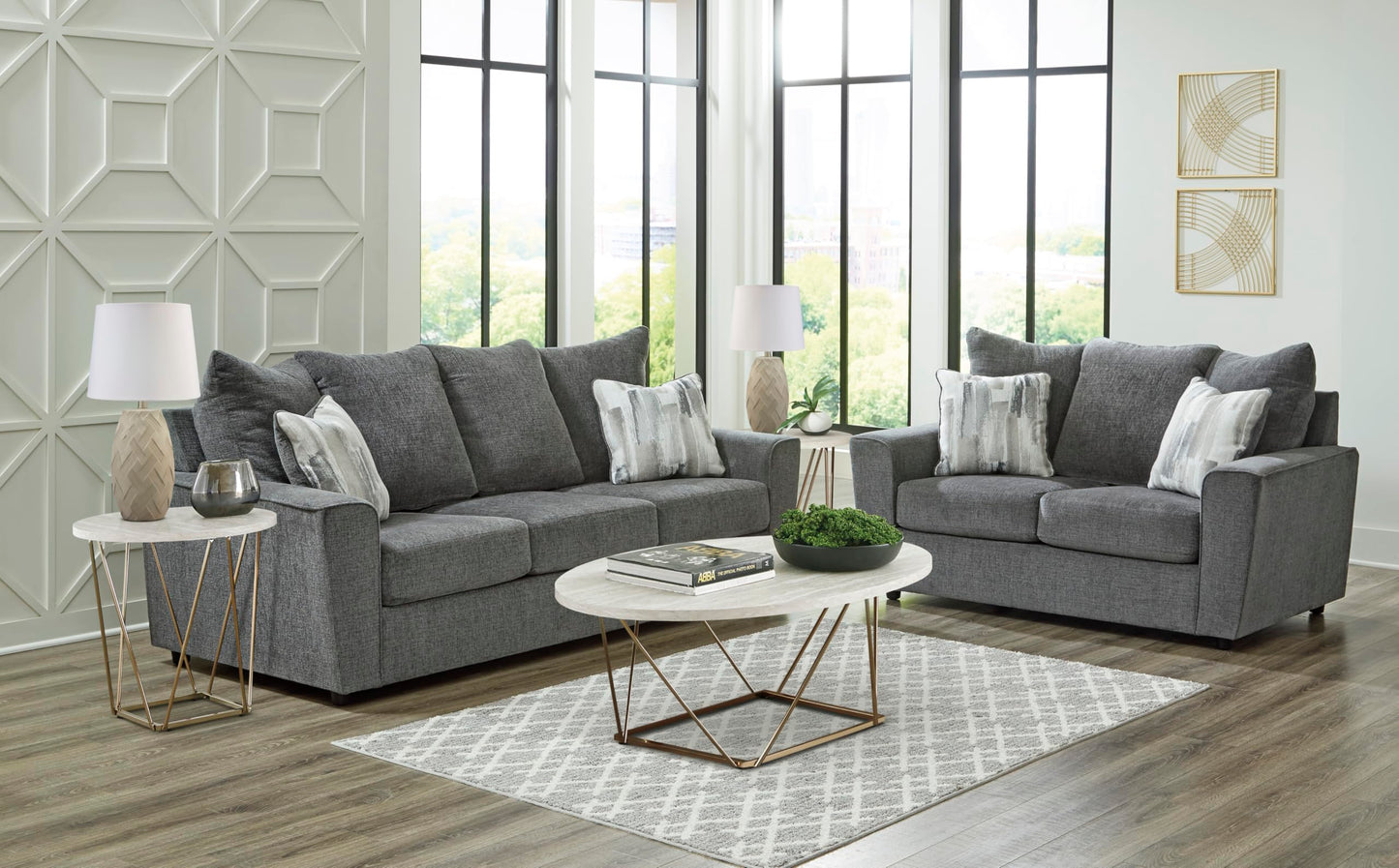Signature Design by Ashley Stairatt Casual Sofa with Flared Arms, Gray