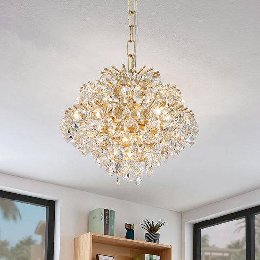 Bestier Gold Pendant Chandelier Lighting Fixture for Dining Room, Bathroom, Bedroom, 4 G9 Bulbs Required, D11in x H12in