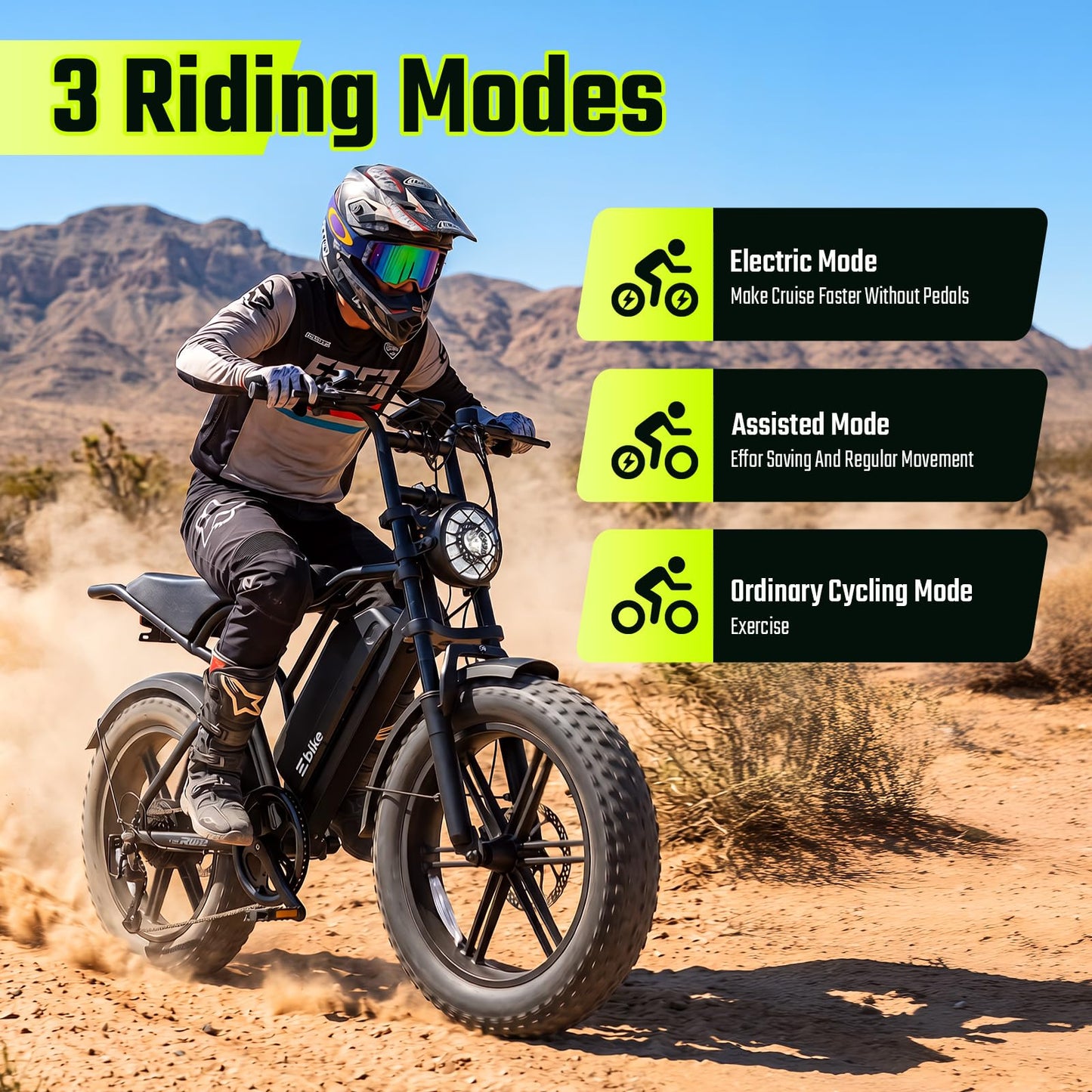 TS TST GRP LLC Electric Bike for Adults, Peak 1500W Motor Retro Ebike, Range 65Miles, 48V 15Ah Removable Battery, 20"x4" Fat Tires, Full Suspension, Off-Road E Bike for City Commuting