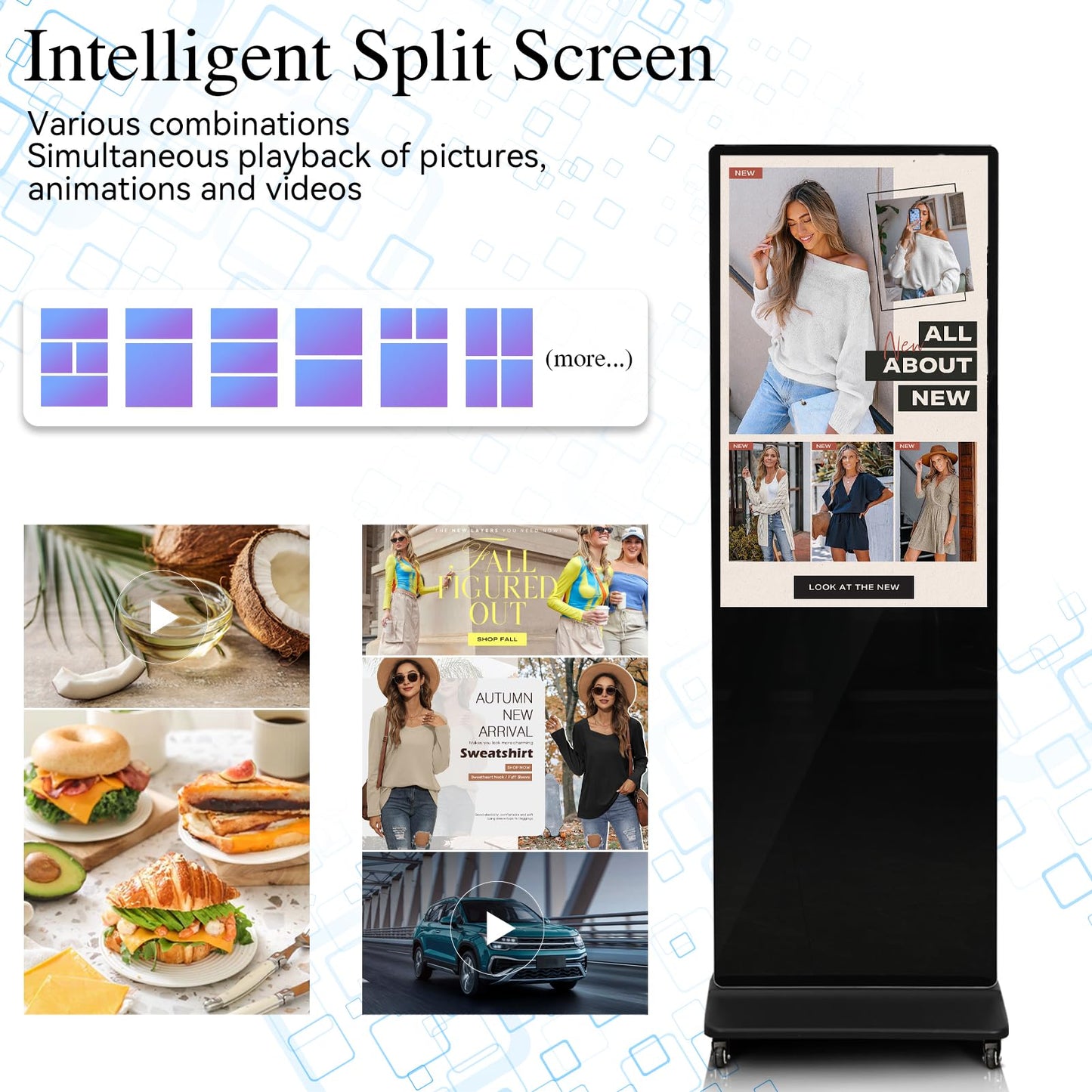 KEINONE 43" Touch Digital Signage Display Kiosk Floor Stand Advertising