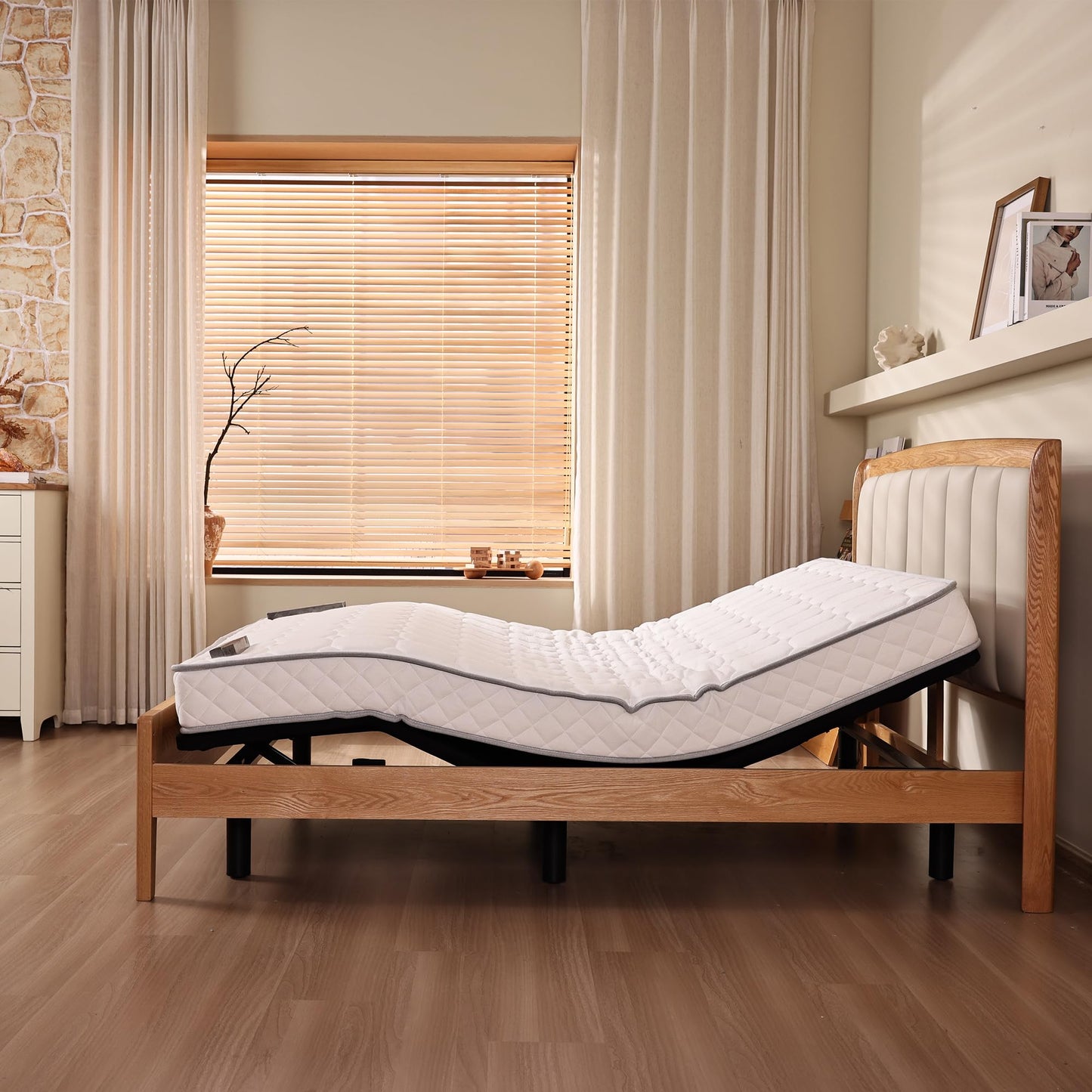 Fromann Adjustable Bed Frame Full Bed Base, Head & Foot Incline, USB Ports, Zero Gravity, Nightlight, 3-Heights Adjustable Legs, No Tools Assembly