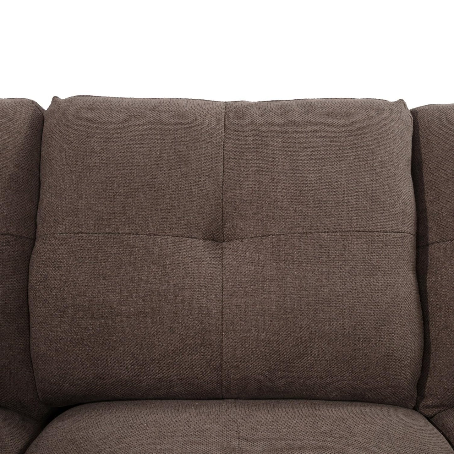 UOCFYK L-Shaped 3-Piece Breathable Fabric Sofa with Ottoman, Sectional Couch Set for Living Room, Office, Apartment, with Cup Holder, Brown