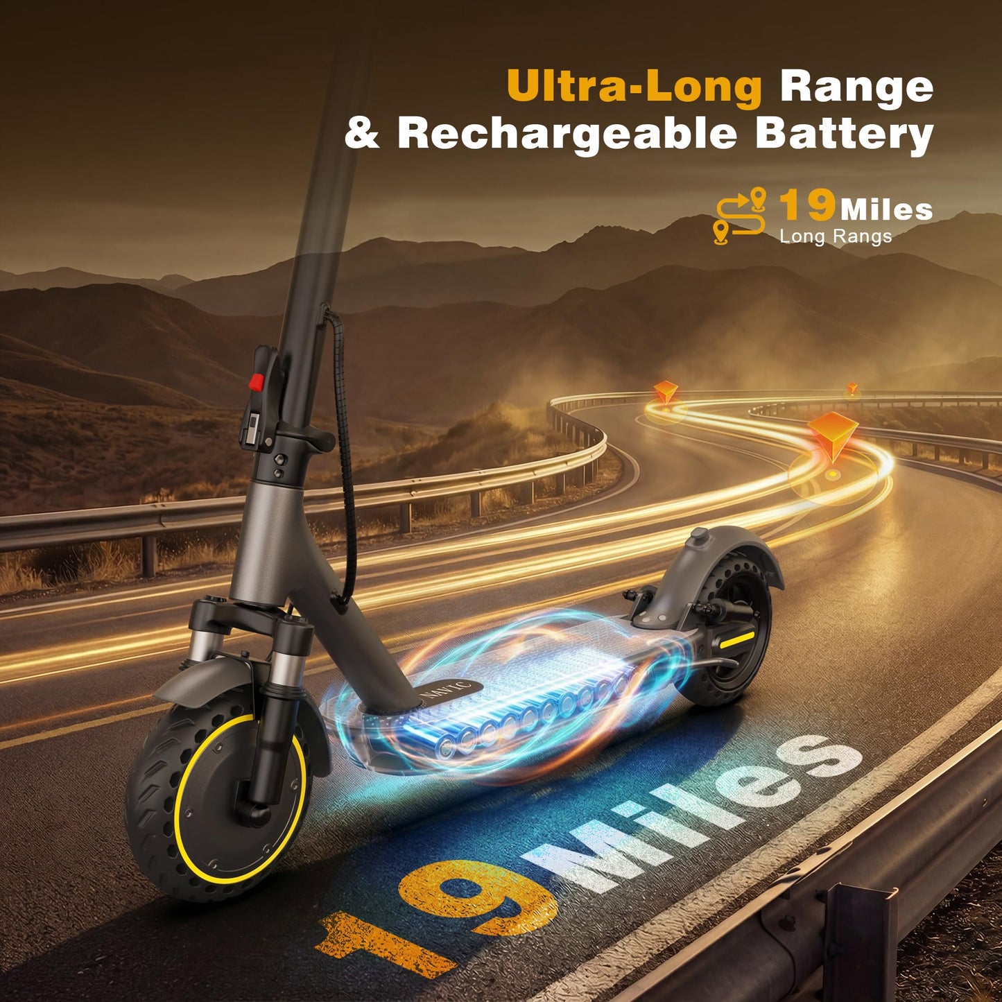 NAVIC Electric Scooter Adults, 8.5" Solid Tires, 19/Mph, 350W Motor, 19 Miles Range, Folding E-Scooter with Dual Braking Dual Suspension, Escooter for Adults with App