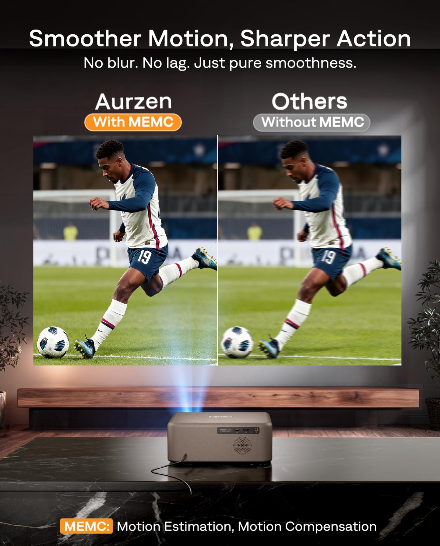 Aurzen EAZZE D1 MAX Google TV Smart Projector 4K Supported, Ultra-Bright 1000 ANSI Lumens, MEMC Tech, Fully Automatics, 20W DoIby Audio, Home Theater Movie Projector for Backyard Soccer Watch Party