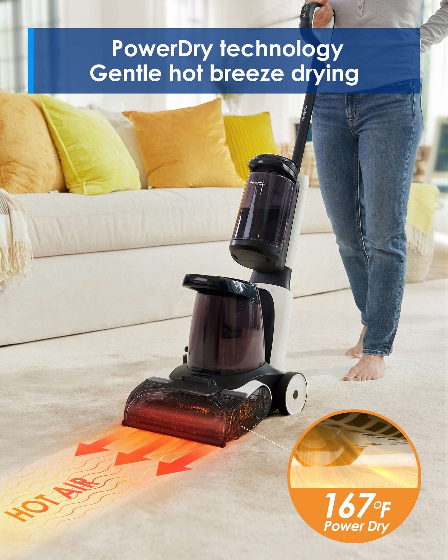 Tineco CARPET ONE Smart Carpet Cleaner Machine, Lightweight Carpet Shampooer and Portable Upholstery Cleaner with LED Display, Pet Carpet Cleaner with Spot Cleaner
