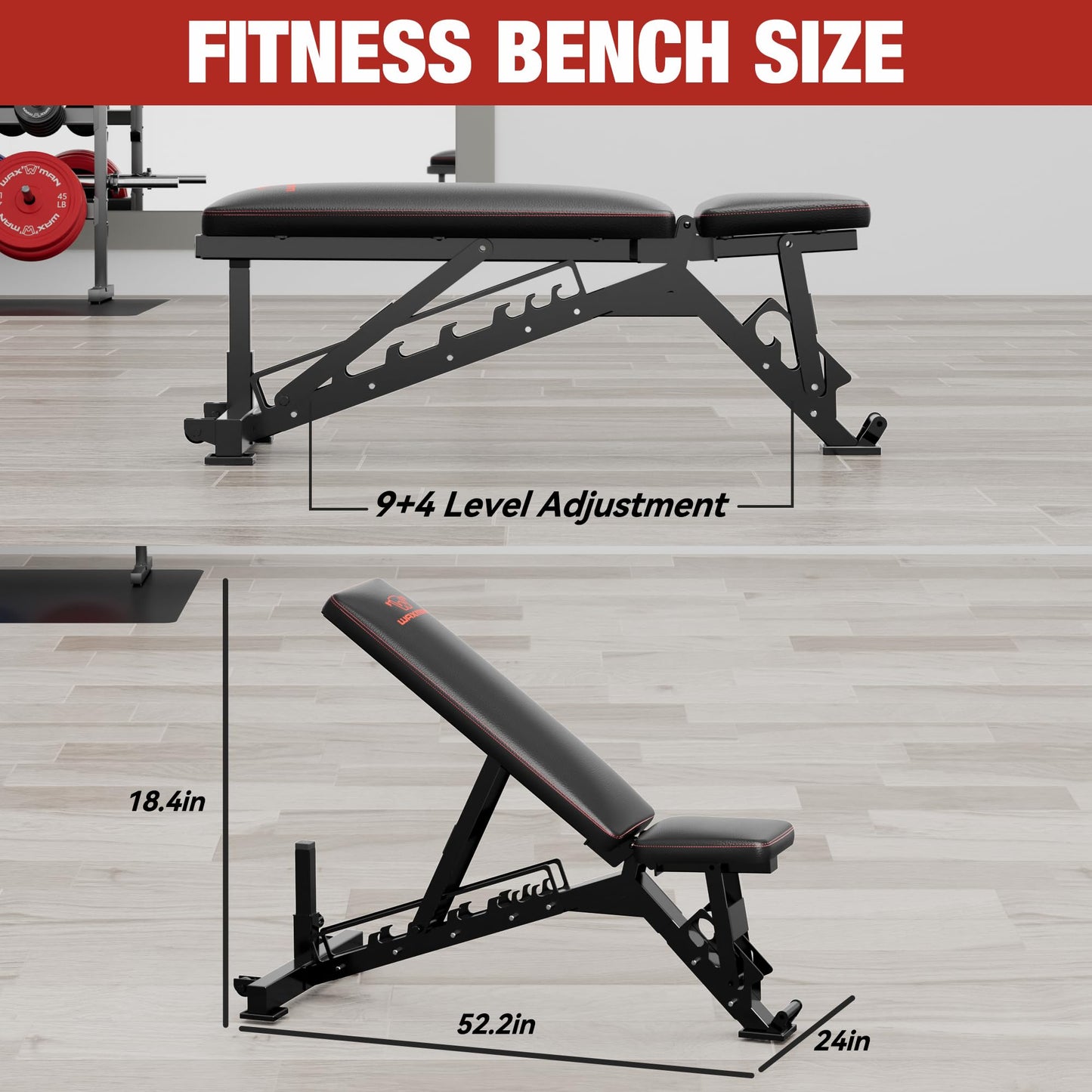 Waxman Leg Press Hack Squat Machine Combo, Leg Exercise Machine with Linear Bearing, Special for Lower Body with Weight Storage for Quads, Hamstring, Glutes and Calves with 340lBS Color Plates