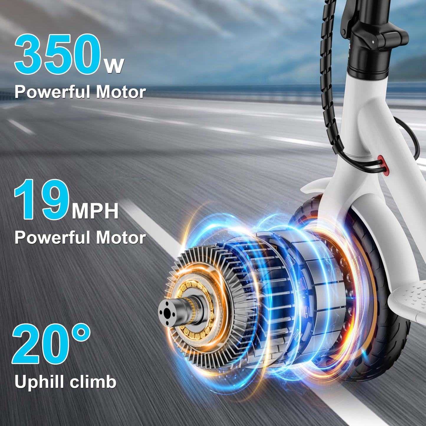 Qlaway 8.5" E Scooter for Adults Aluminum Alloy Frame 19 MPH 350W Motor 288.6WH Battery, Motorized Scooter Up to 22 Miles Range, Foldable Bearing 265 LBS/APP Control