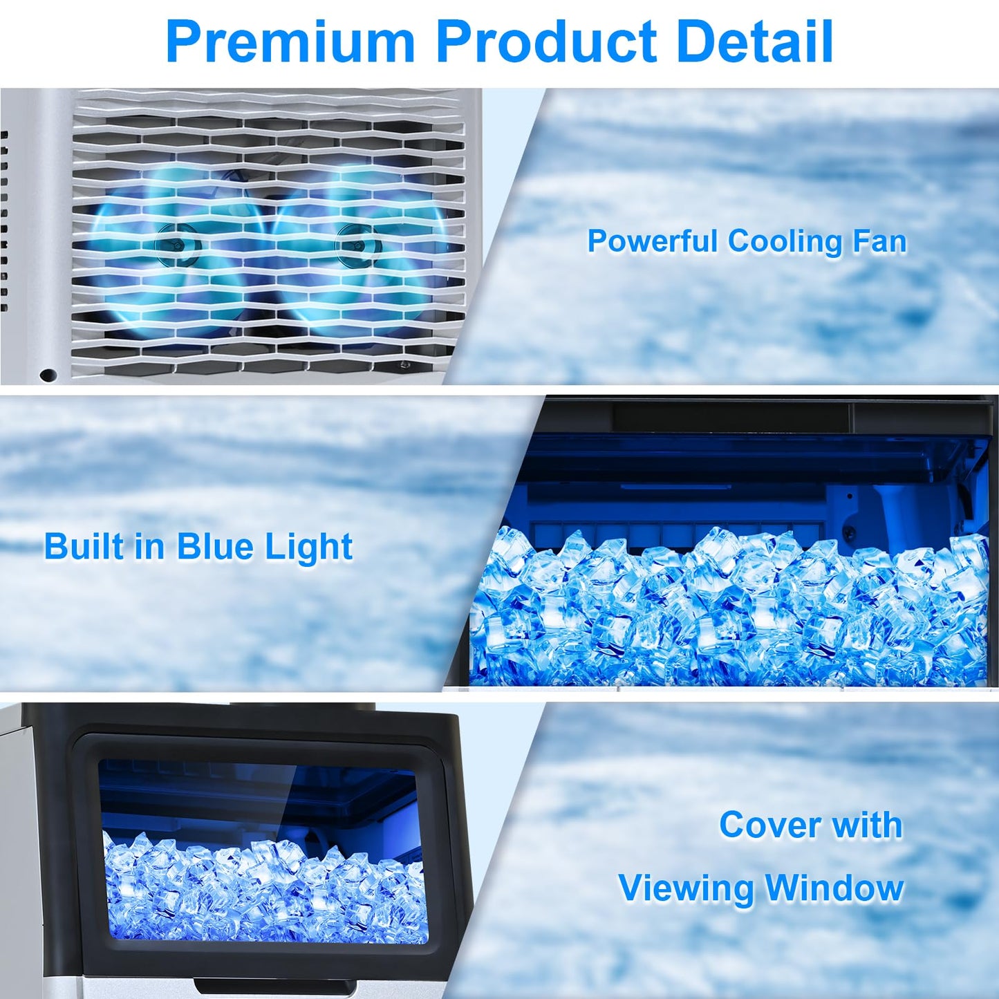 Amzgachfktch Commercial Ice Maker, 100lbs/24H Under Counter/Freestanding Ice Maker with 22 Lbs Storage, 2 Water Inlet Modes, Auto Self Cleaning Ice Machine for Home/Bar/Office/Shop