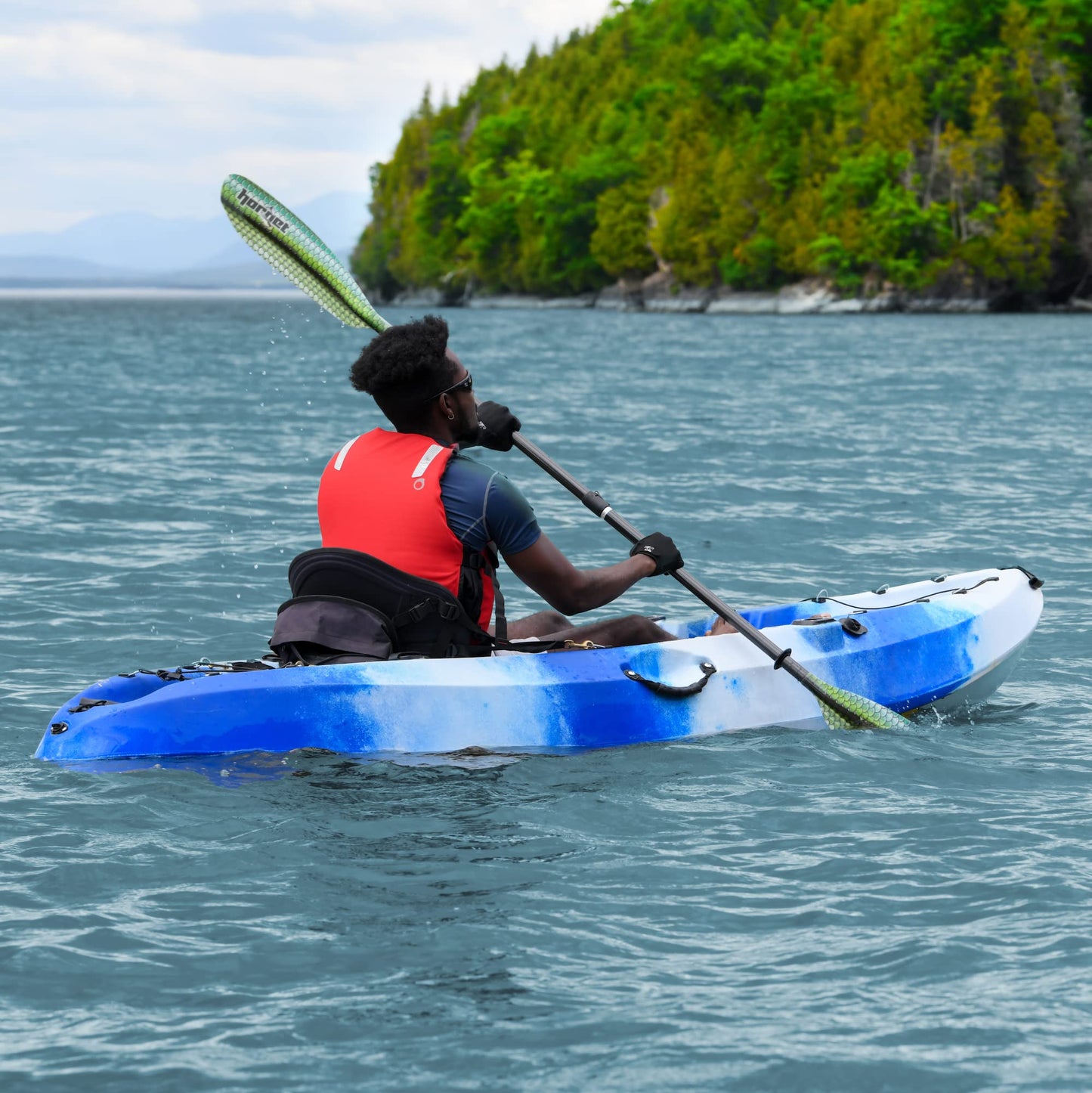Hornet Watersports Fiberglass Kayak Paddle for Adults- Ideal for Touring, Fishing and Boating- 90.5 inches / 230CM Adjustable with Carbon Fiber Shaft- Kayak Oars Kayaking Equipment