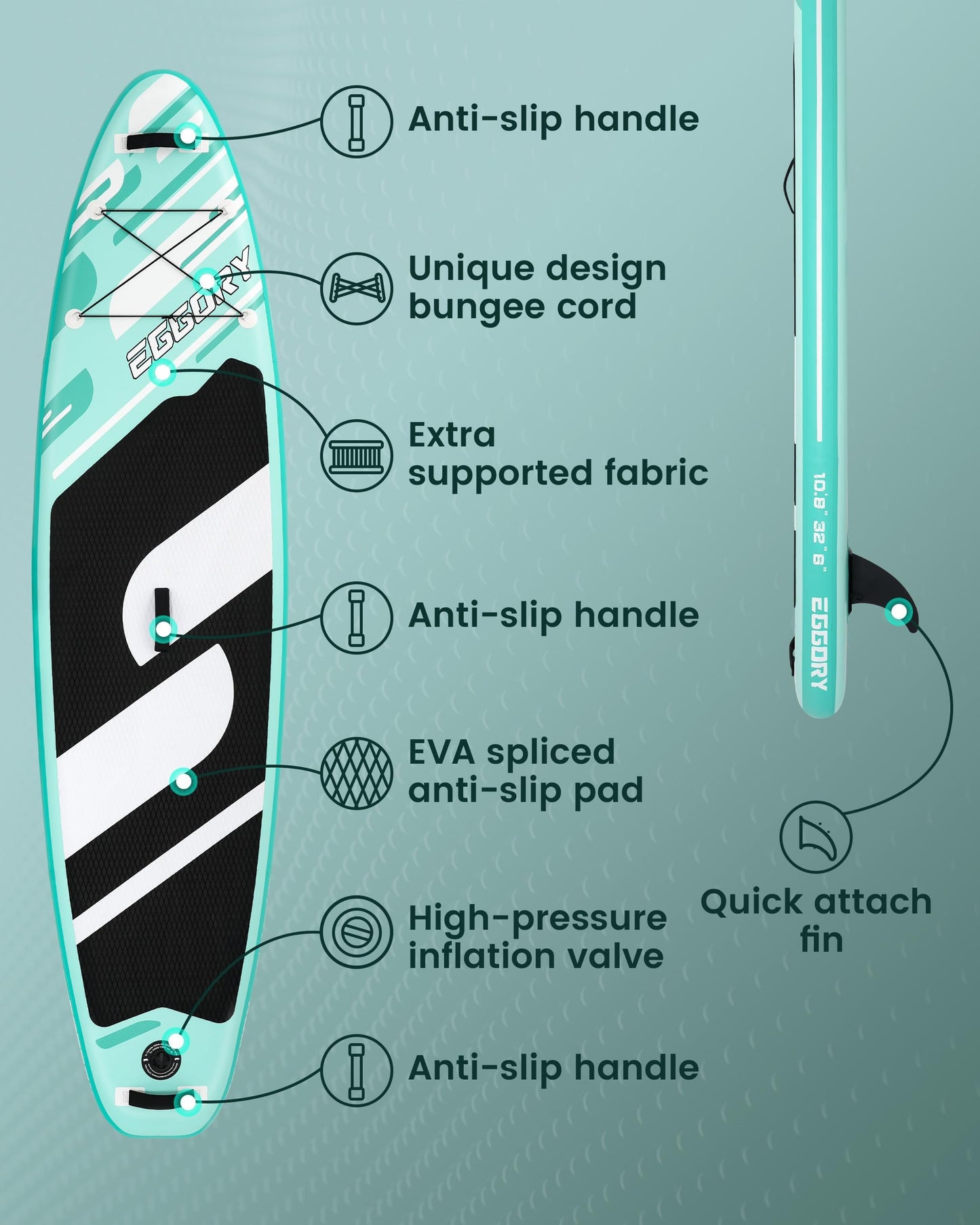 Inflatable Paddle Board,Stand Up Paddle Board Set, Extra Wide SUP Board with Removable Fin, Floating Paddle, Hand Pump, Ankle Leash, Traveling Board