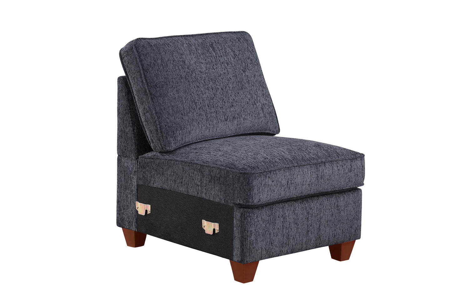 Ball & Cast 116" L-Shaped Sectional Couch with Movable Ottoman & 6 Throw Pillow,7 Seat Chenille Upholstered Sectional Sofa W/Wide Armrest,DIY Combination,Comfy Sectionals Set for Living Room,Dark Gray