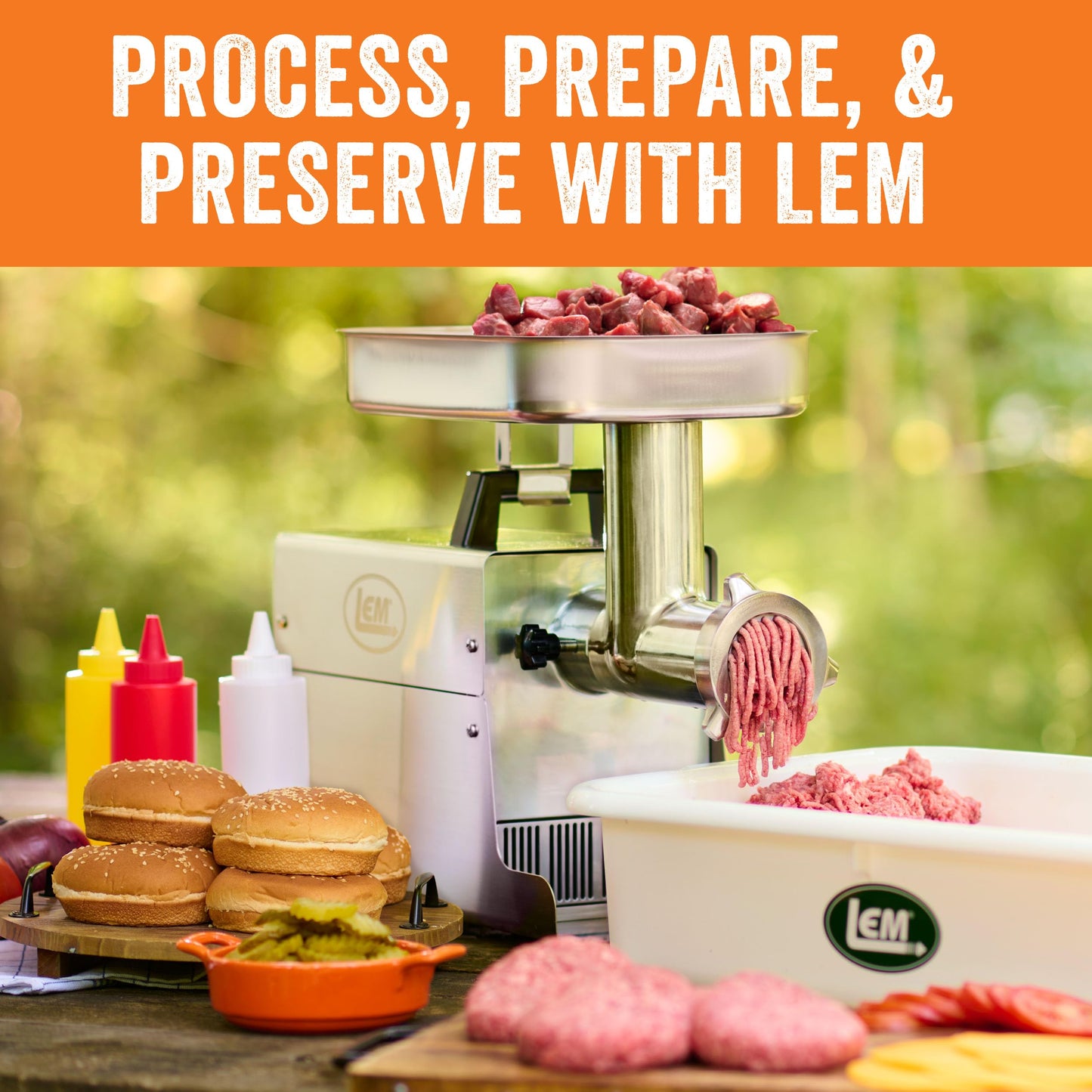 LEM Products BigBite #8 Meat Grinder, 0.5 HP Commercial-Quality Stainless Steel Electric Meat Grinder for Home Use, Heavy-Duty Food Processor for Grinding, Sausage Stuffing, Cooking
