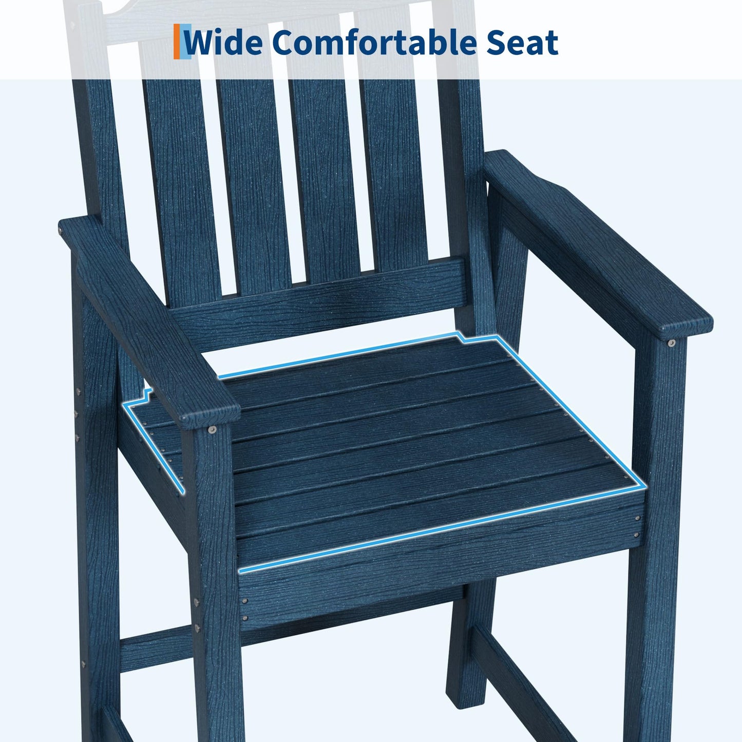 Garvee Outdoor Patio Bar Height Chair Set of 4, All-Weather HDPE Bar Height Barstools Widened Chair Set, Adirondack Chairs Set with Widened Armrests for Garden, Poolside, Bistro