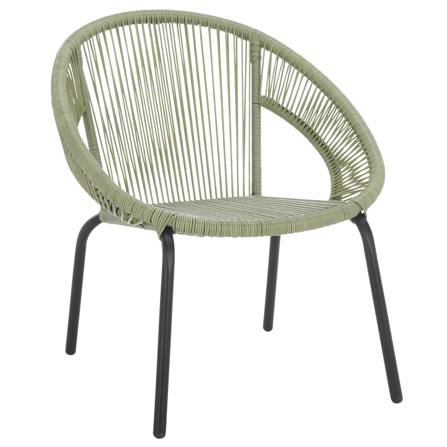SAFAVIEH Outdoor Patio Furniture Collection - Otto Green & Black Rattan 3-Piece Bistro Set with 2 Chairs and Accent Table (PAT7549B)