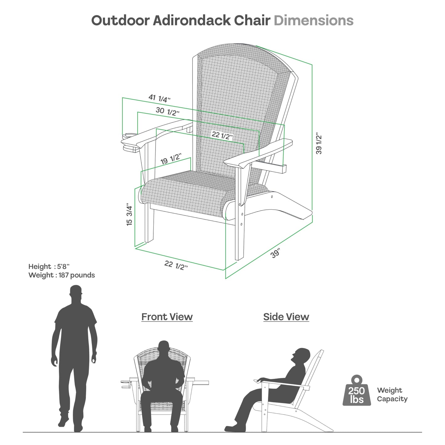 Cambridge Casual Camden Teak Padded Woven Seat Patio Adirondack Conversation Set - Brown, Adirondack with Ottoman, Free Patio Cover, Quick Dry Foam, Weather-Resistant, Ottoman with Lower Storage