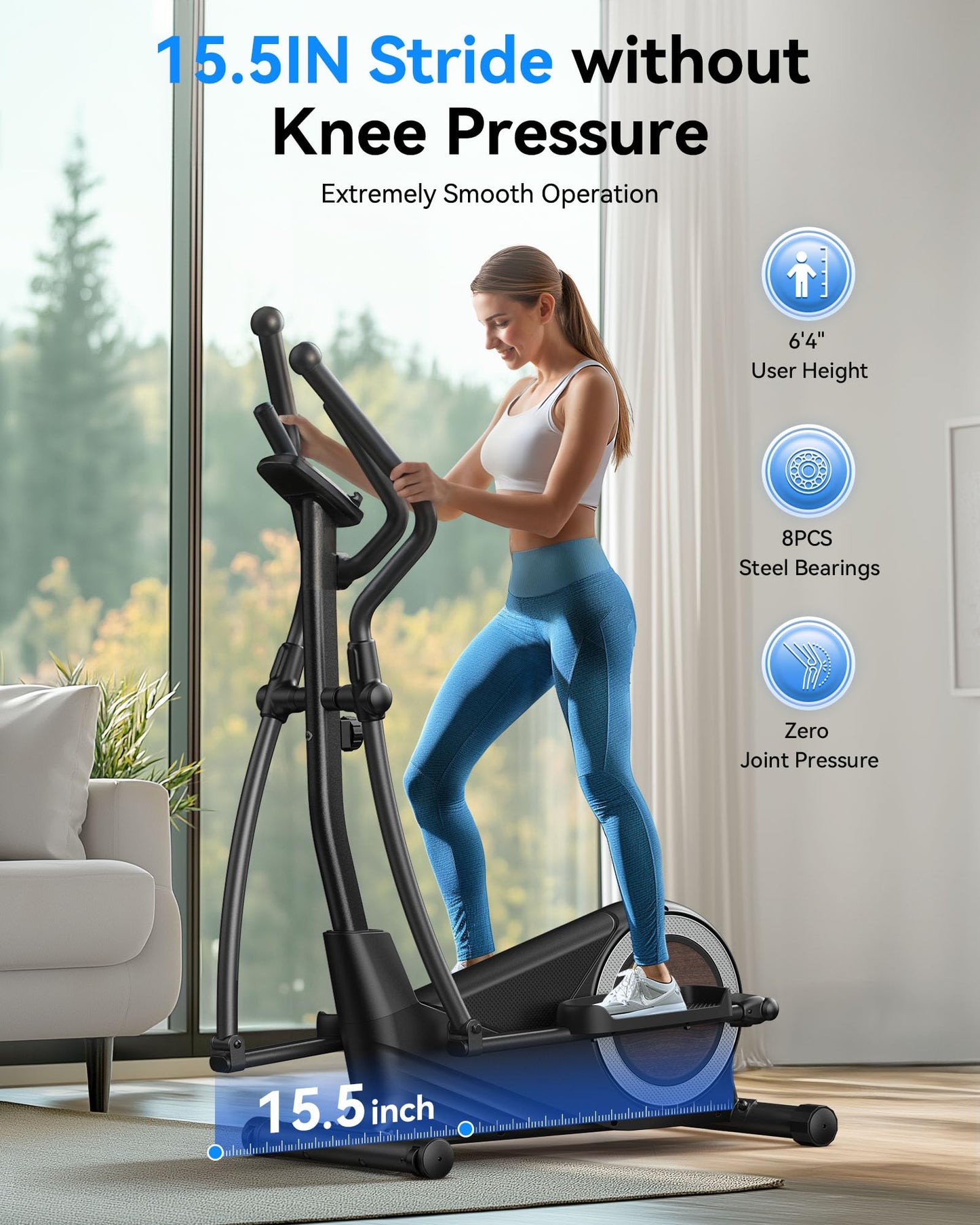 Niceday Elliptical Exercise Machine, Elliptical Machine for Home, Elliptical Training Machine with 15.5IN Stride, Magnetic Elliptical Trainer with16 Resistance Levels, 400LBS Loading Capacity Black
