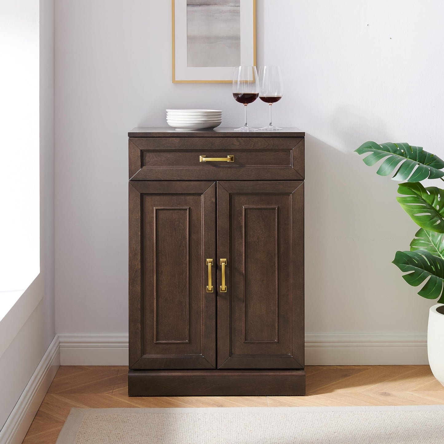 Crosley Furniture Stanton Pantry Storage Cabinet with Shelves, Kitchen, Dining, or Laundry Room, Coffee