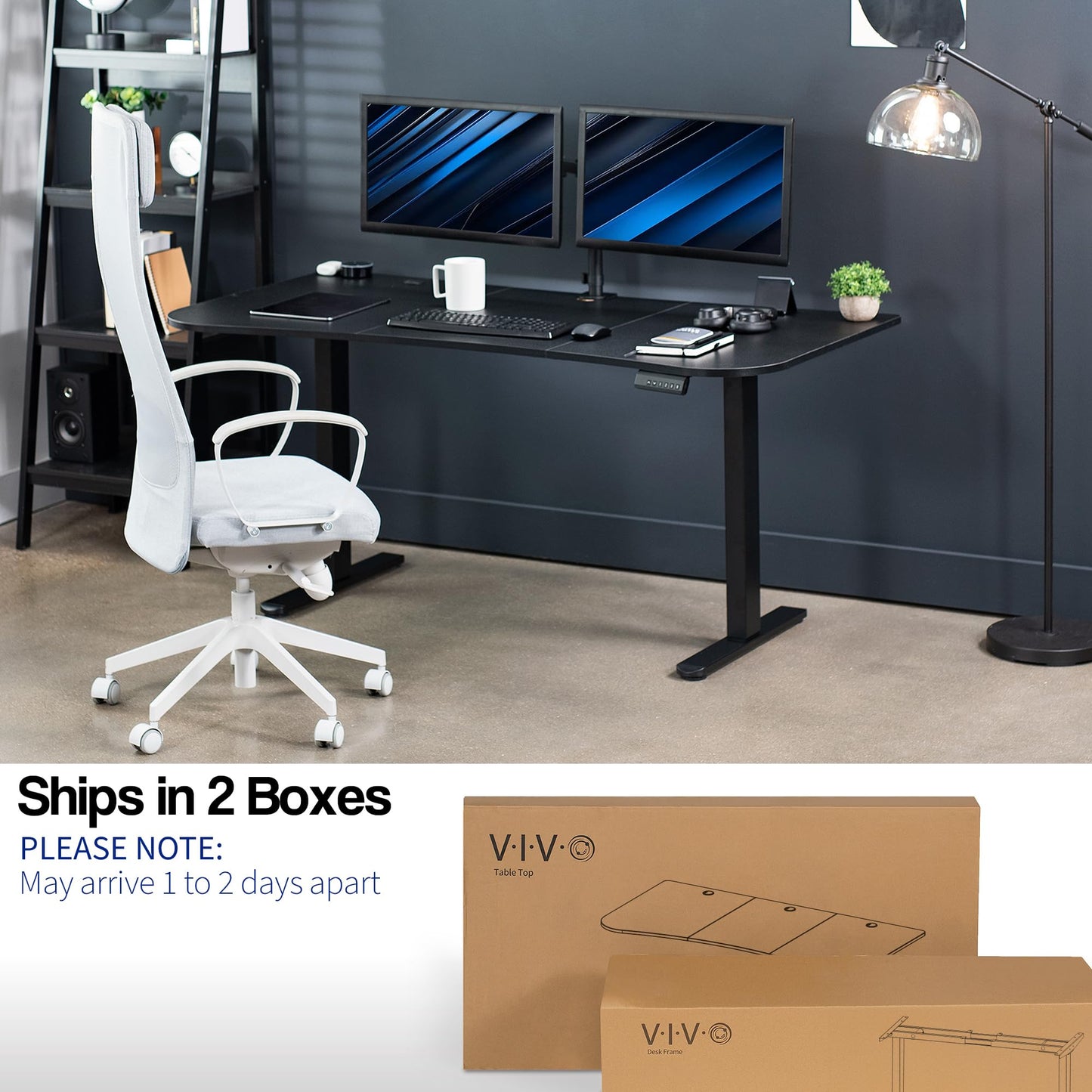 VIVO Electric 63 x 32 in Dual Motor Standing Desk, Memory Height Adjustment, E2B Series, Black Top Black Frame, DESK-KIT-E2B1B