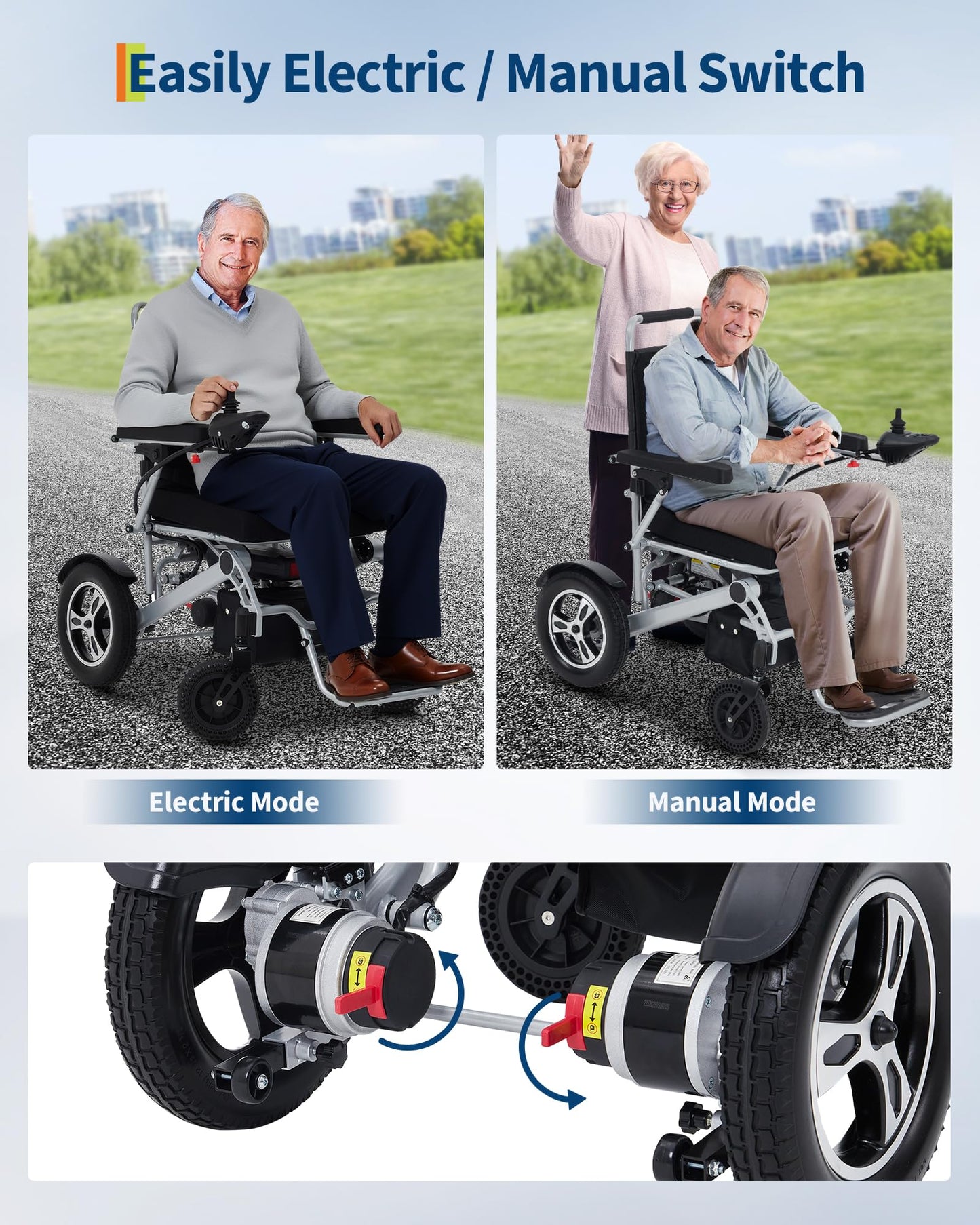 Electric Wheelchair for Adults, 30 Miles Long Travel Range with 2 PCs 12Ah 24V Battery,Ultra Lightweight & Foldable, 330lb Large Capacity, All Terrain Electric Mobility Chair & Airline Approved
