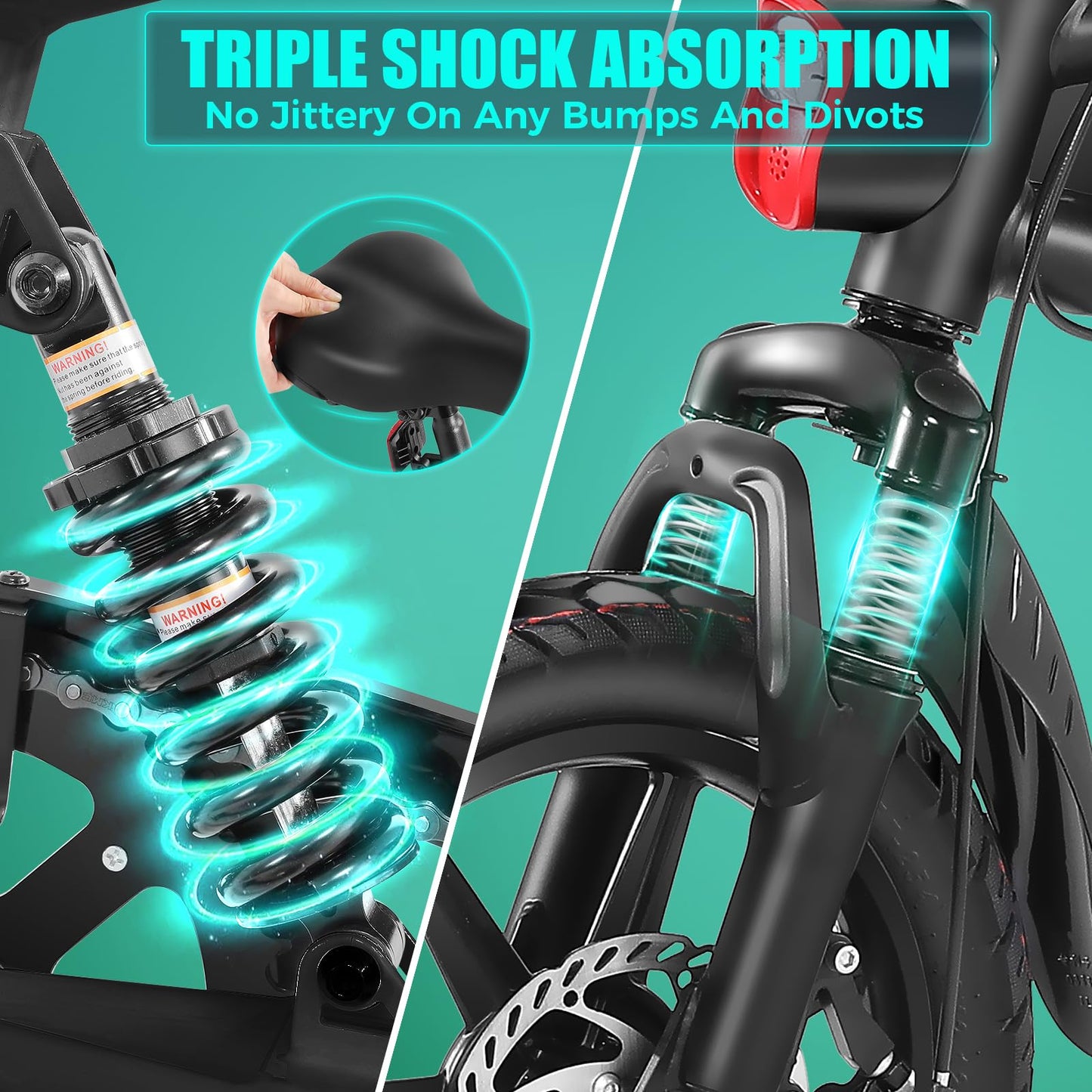 ANCHEER Folding Electric Bike for Adults, 374Wh Ebike, 20MPH Electric Bikes, 14" Foldable Electric Bicycle, 20-50 Miles Electric Bikes, E Bike, LCD Display, Dual Suspension, UL2849 Compliant