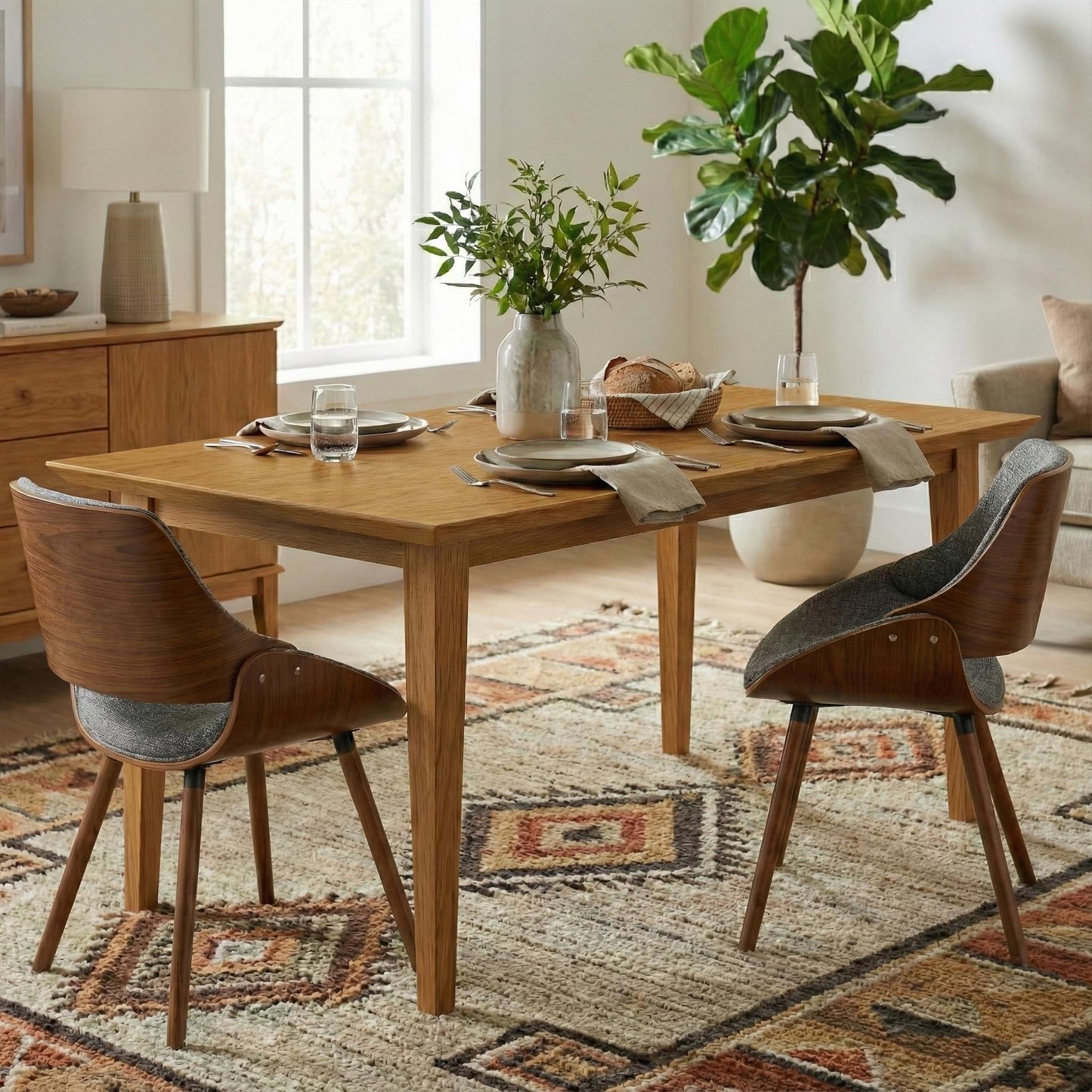 SIMPLIHOME Colby Dining Table - 60 inch Wide Solid Wood Oak Veneer Rectangular Kitchen Table in Oak Finish, Rectangular Mid‑Century & Rustic Contemporary Style for Kitchen or Dining Room, Seats 6