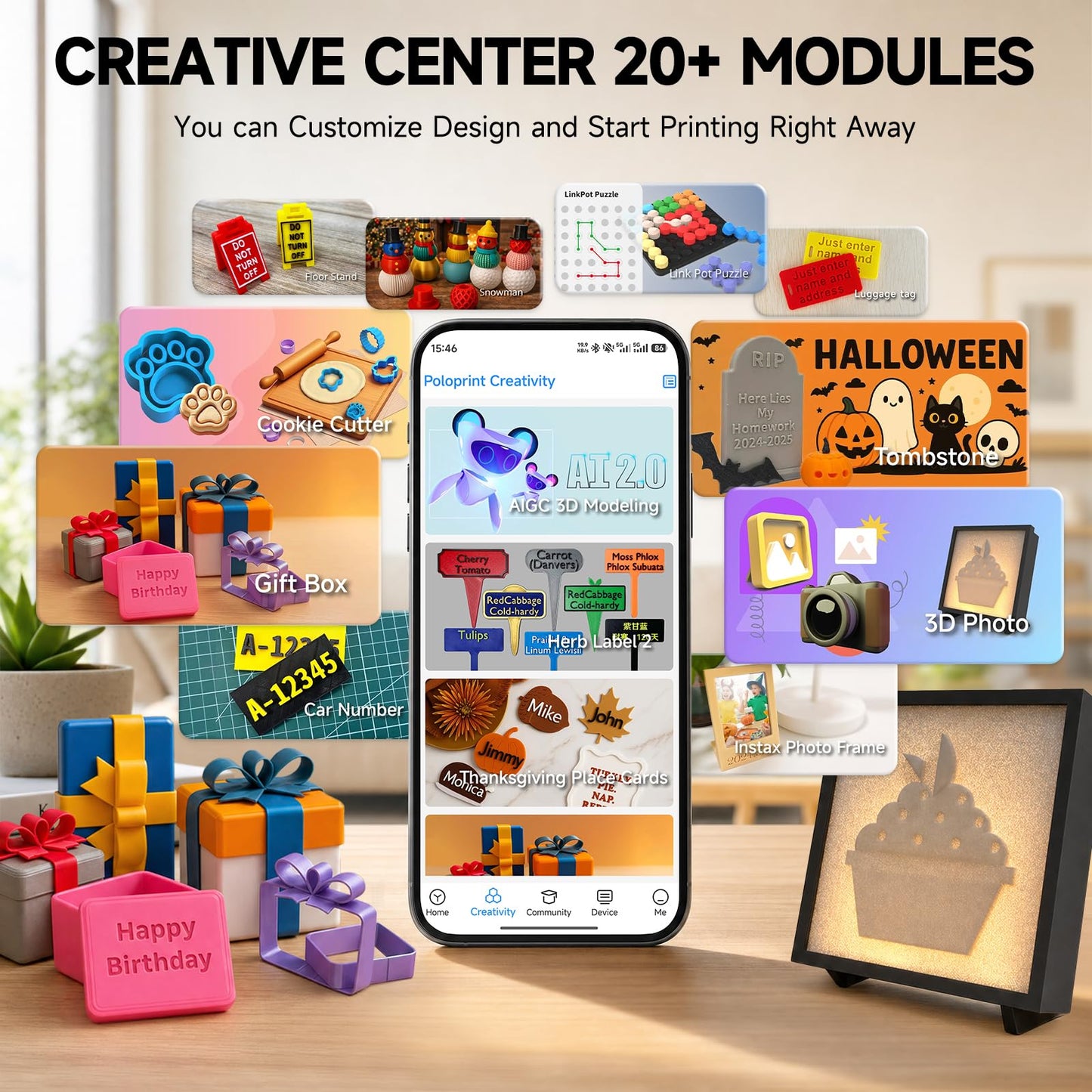 HEPHi3D Tina2 Plus 3D Printer for Beginner & Kids, Fully Assembled 3D Printers with Smart APP, 250mm/s High Speed Auto Leveling High Precise Kids Mini 3D Printer, Open Source for Home, Office, School