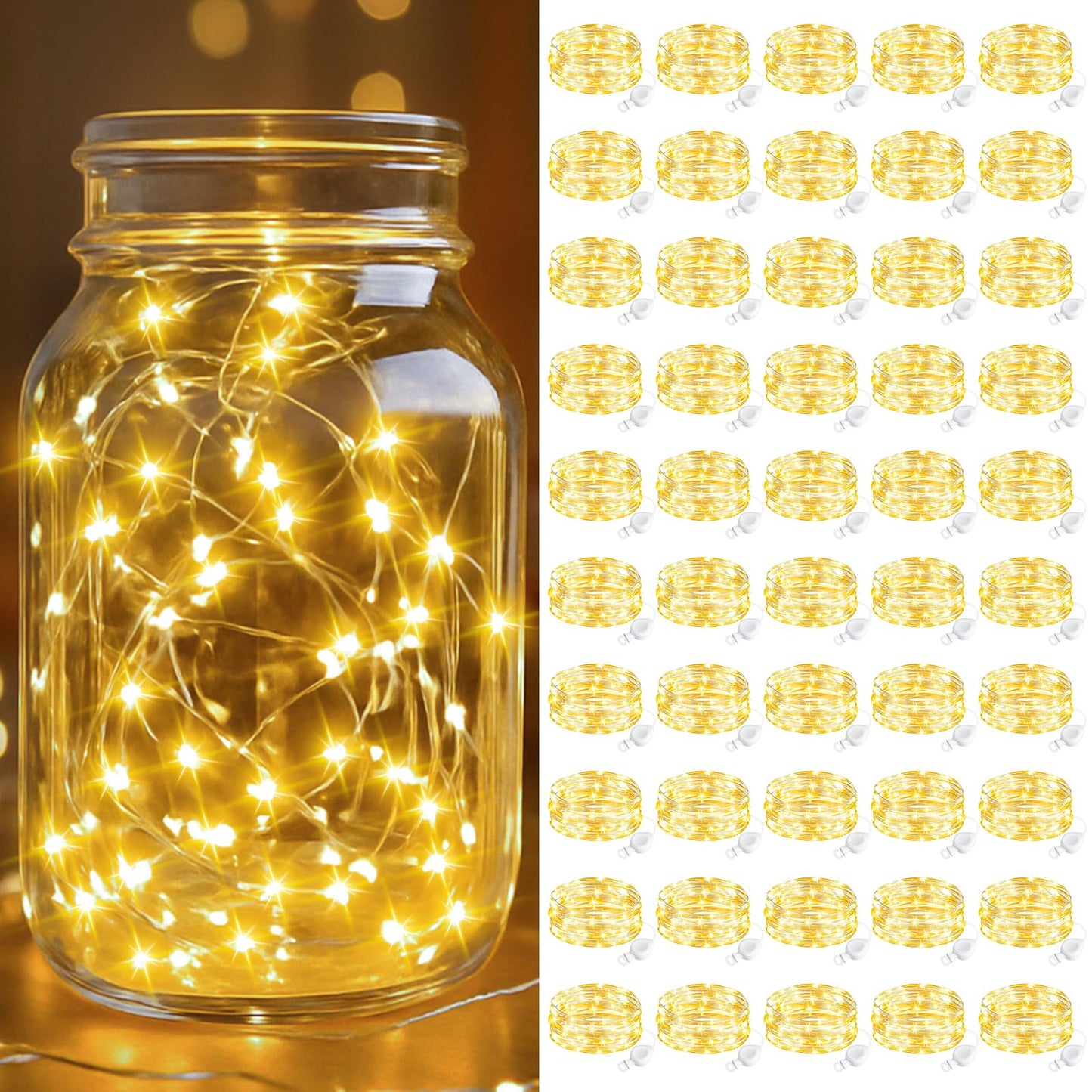 btfarm Fairy Lights 100 Pack, 7FT 20 LED Mini String Lights, Waterproof Silver Wire, Warm White for Crafts & Decorations