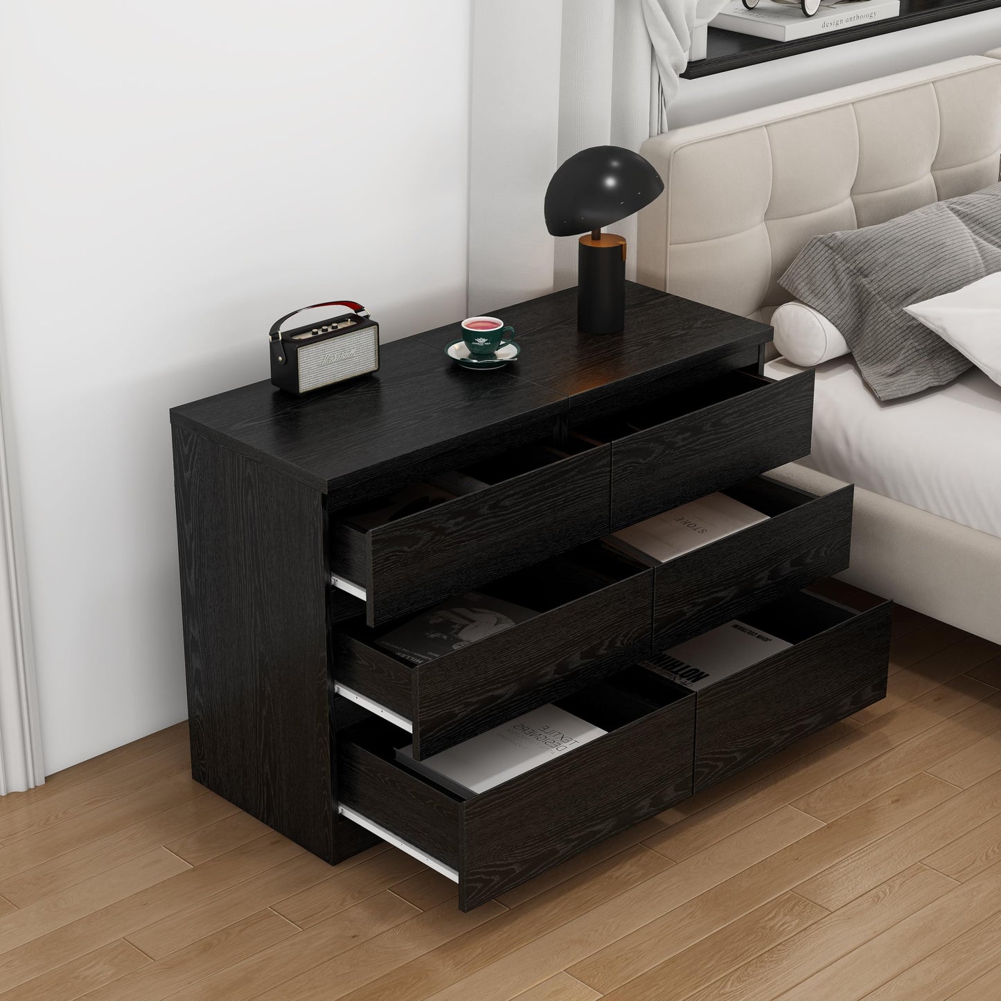 Lyon Sence Nightstand with Drawers, Bedside Table with Drawers, Sofa Side Table Storage Cabinet, Night Stand for Bedroom Living Room (2, 3 Drawers Black)