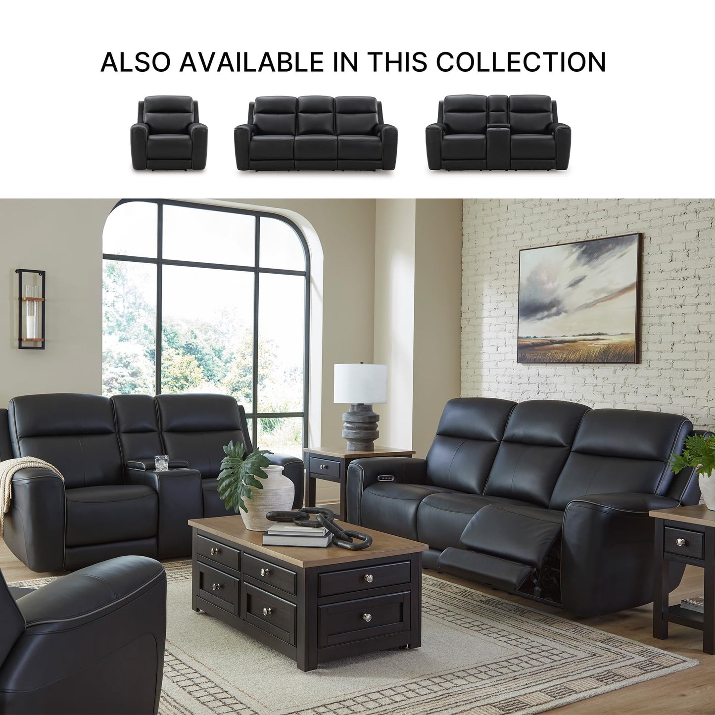 Signature Design by Ashley 5Z-Dreamlight Urban Power Recliner with Adjustable Headrest and USB Charging, Black