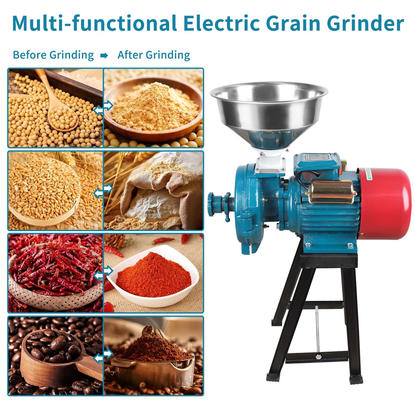 Snowtaros Electric Grain Mill Grinder 3000W 110V