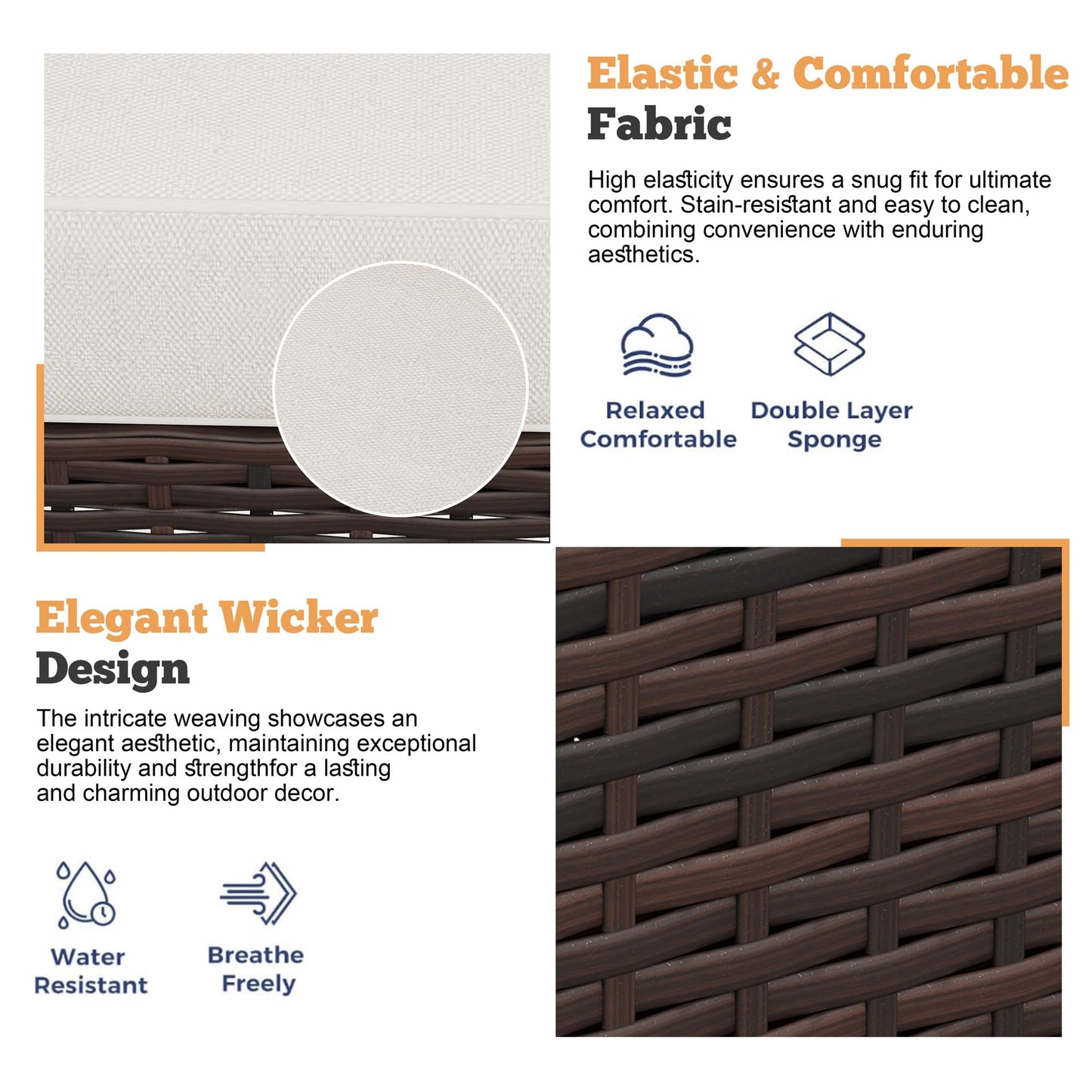 Shintenchi 3 Pieces Patio Furniture Set, PE Rattan Wicker 3 Pcs Patio Set, Outdoor Furniture Set with Two Outdoor Chairs and Table, Conversation Set for Garden, Poolside, Balcony, and Porch(Beige)