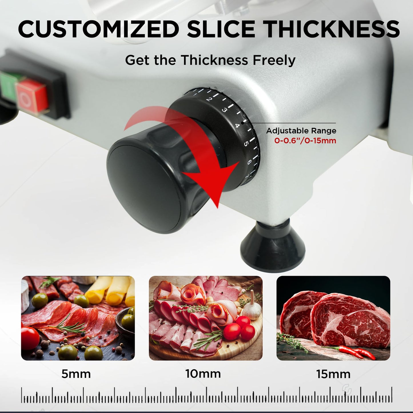 Paladin Equipment 10" Commercial Meat Slicer, Electric Deli Slicer with Stainless Steel Blade, Adjustable Thickness and Built-in Sharpener, Food Slicer for Meat, Bread and Cheese, Simple to Clean