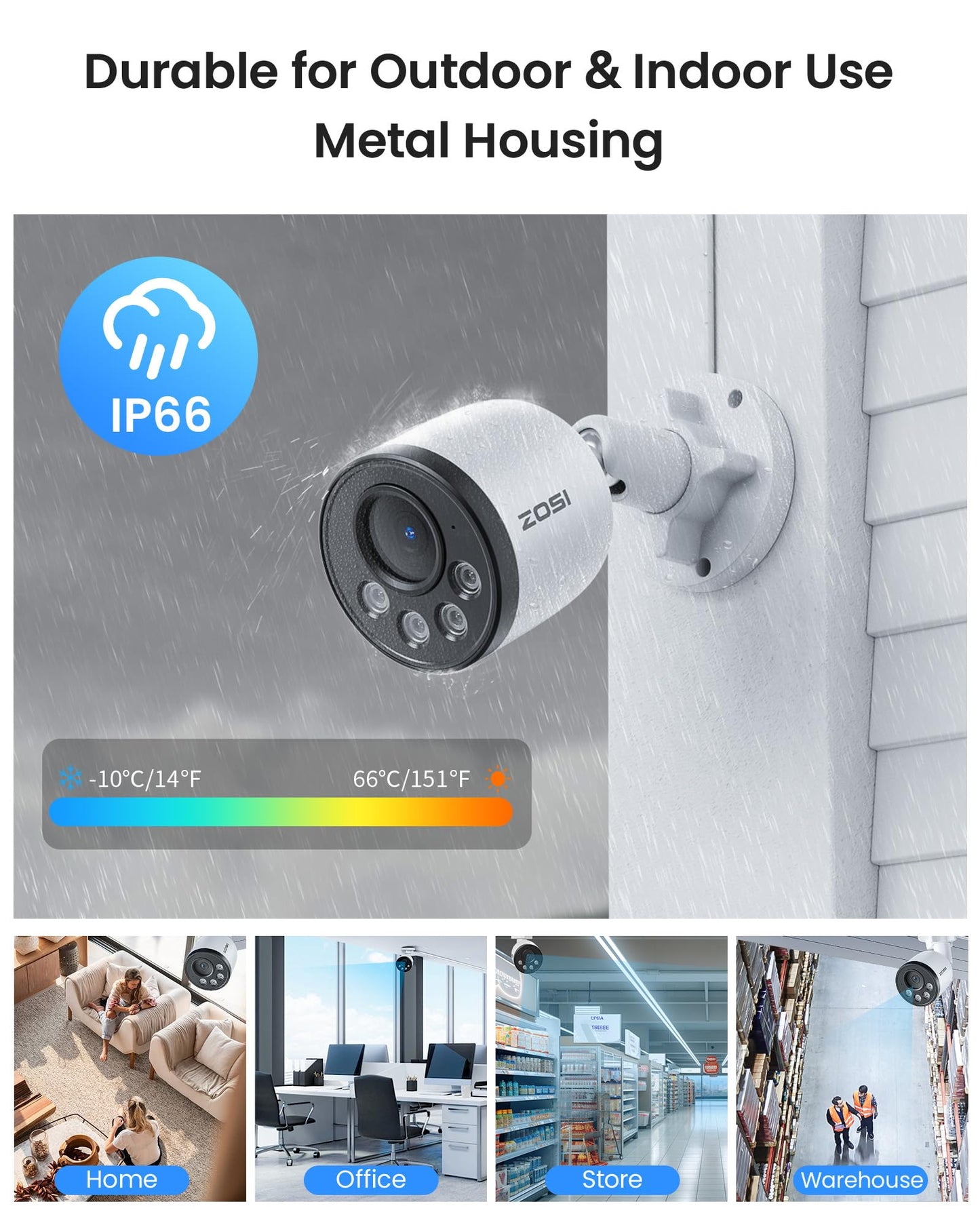 ZOSI 4K PoE Security Camera System, 4pcs 8MP Indoor Outdoor Metal Cameras with Audio, Smart Person Vehicle Detection, People Counting, Night Vision, 8CH CCTV NVR with 2TB HDD for Home 24/7 Recording
