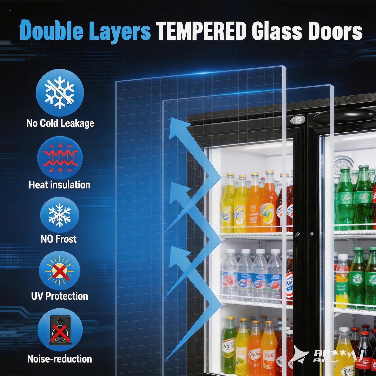 NAFCOOL Back Bar Cooler Under Counter Beverage Refrigerator, 7.5 Cu Ft Undercounter Fridge,2 Door 36 inch Commercial Beer Built-In Cooler with LED Light Adjustable Shelves Safety Locks,ETL Approval