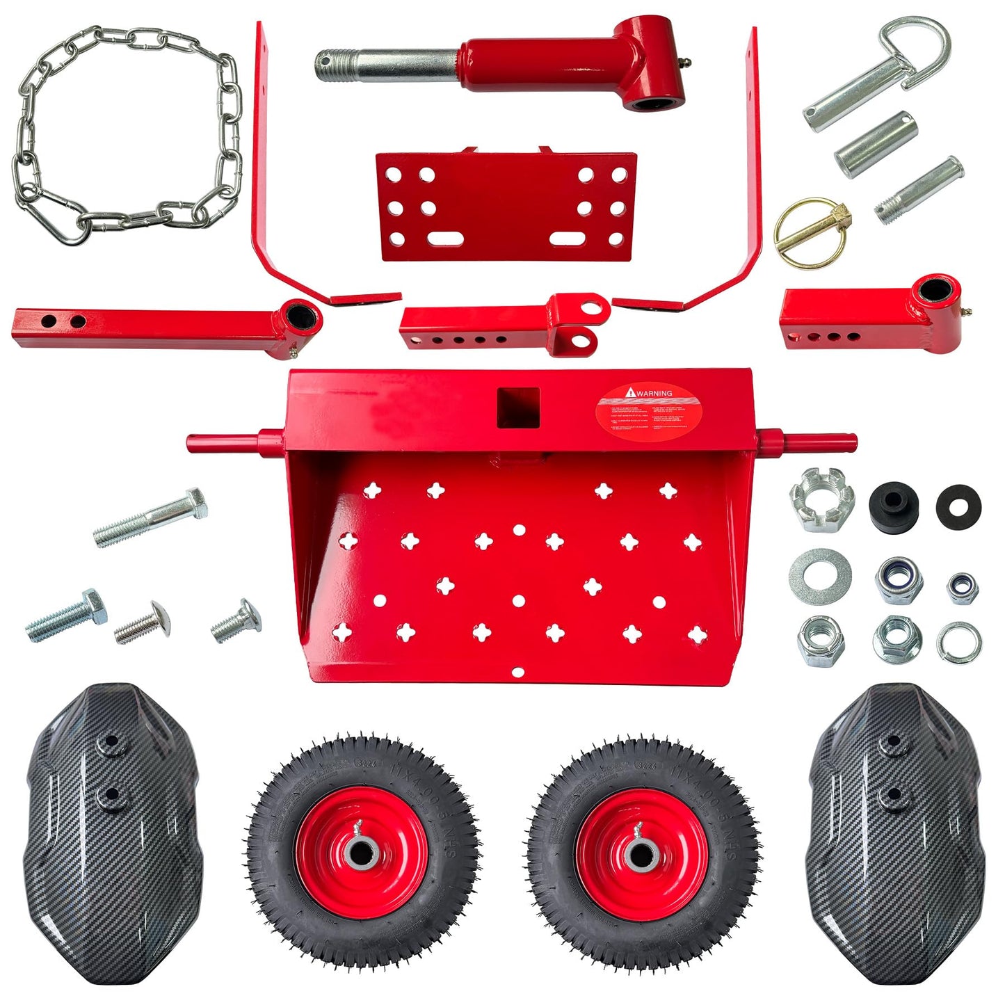 FINALAWOLF Wheels Lawn Mower Sulky for Lawn and Landscape Professionals,Mudguard Design,Anti-Skid Design, Vacuum tire (Red)