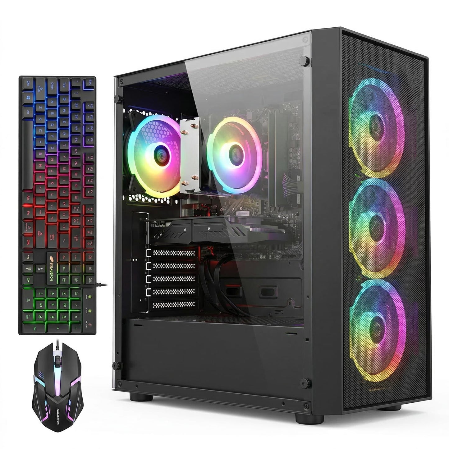 STGAubron Gaming PC Computer Desktop, AMD Ryzen 7 5700G up to 4.6G, GeForce RTX 3050 6G, 16G DDR4, 1T SSD, WiFi 6, BT 5.2, RGB Fan x4, Windows 11 Home